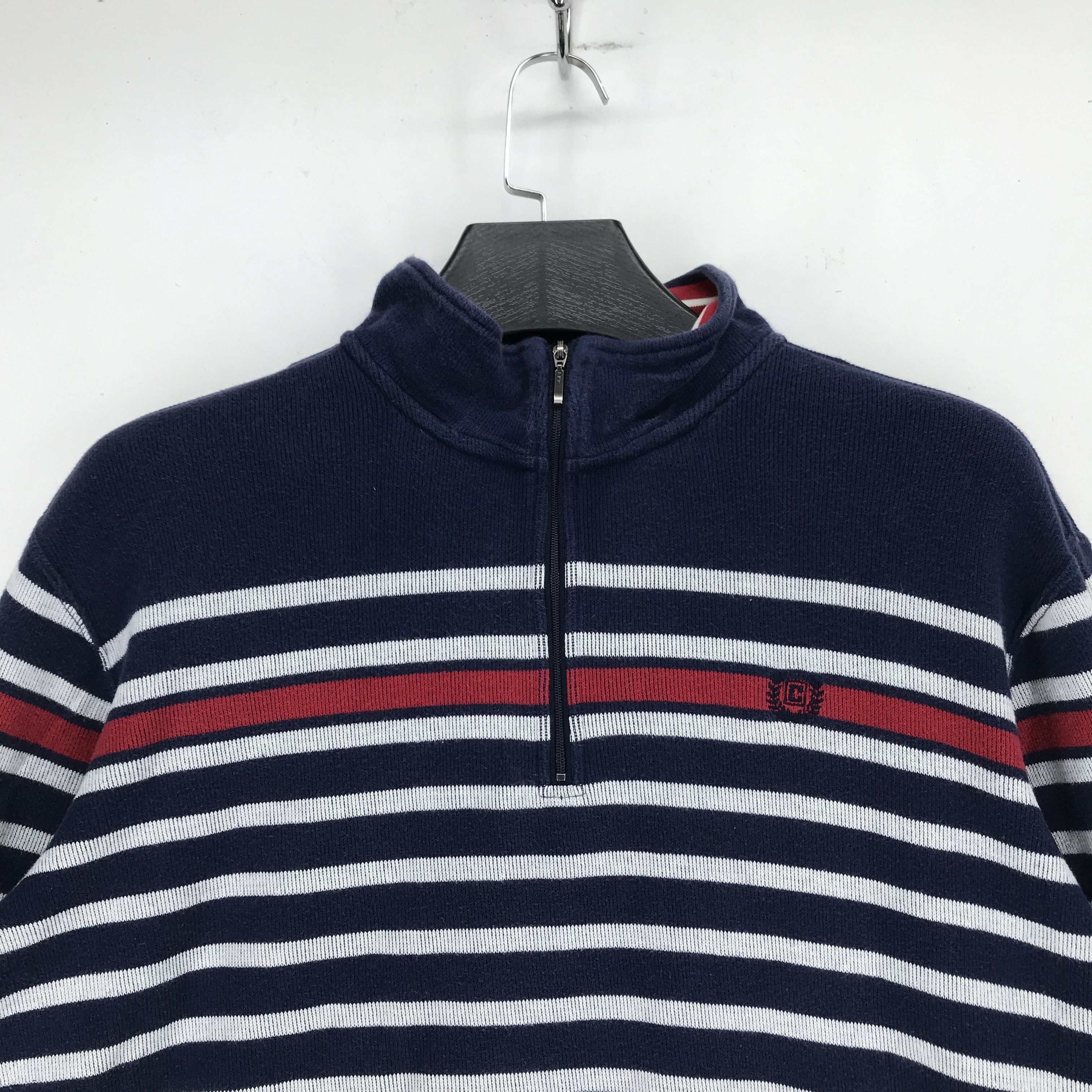 Chaps Chaps Half Zipper Turtleneck Striped Sweatshirt #2669-50 Size US L / EU 52-54 / 3 - 2 Thumbnail