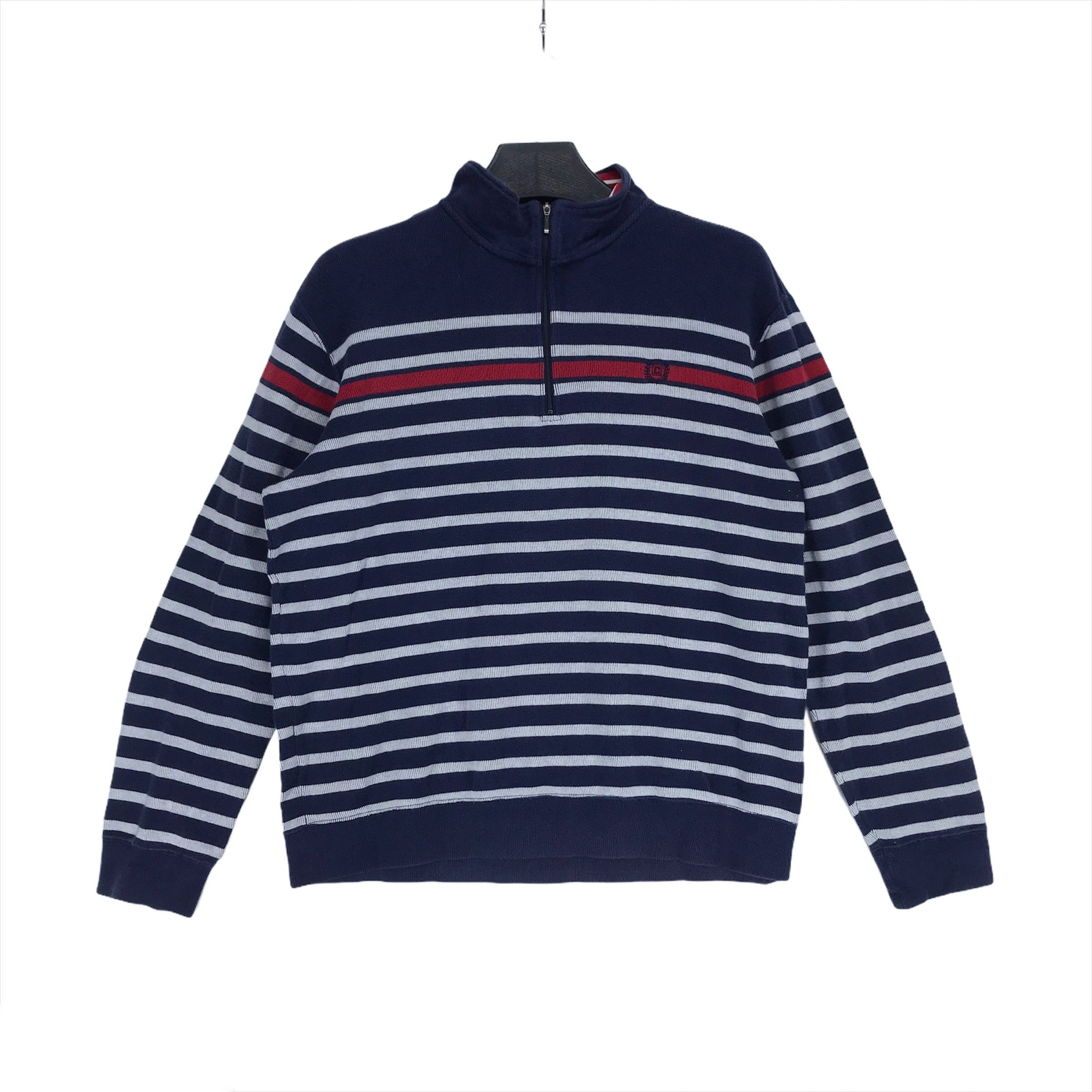 Chaps Chaps Half Zipper Turtleneck Striped Sweatshirt #2669-50 Size US L / EU 52-54 / 3 - 1 Thumbnail
