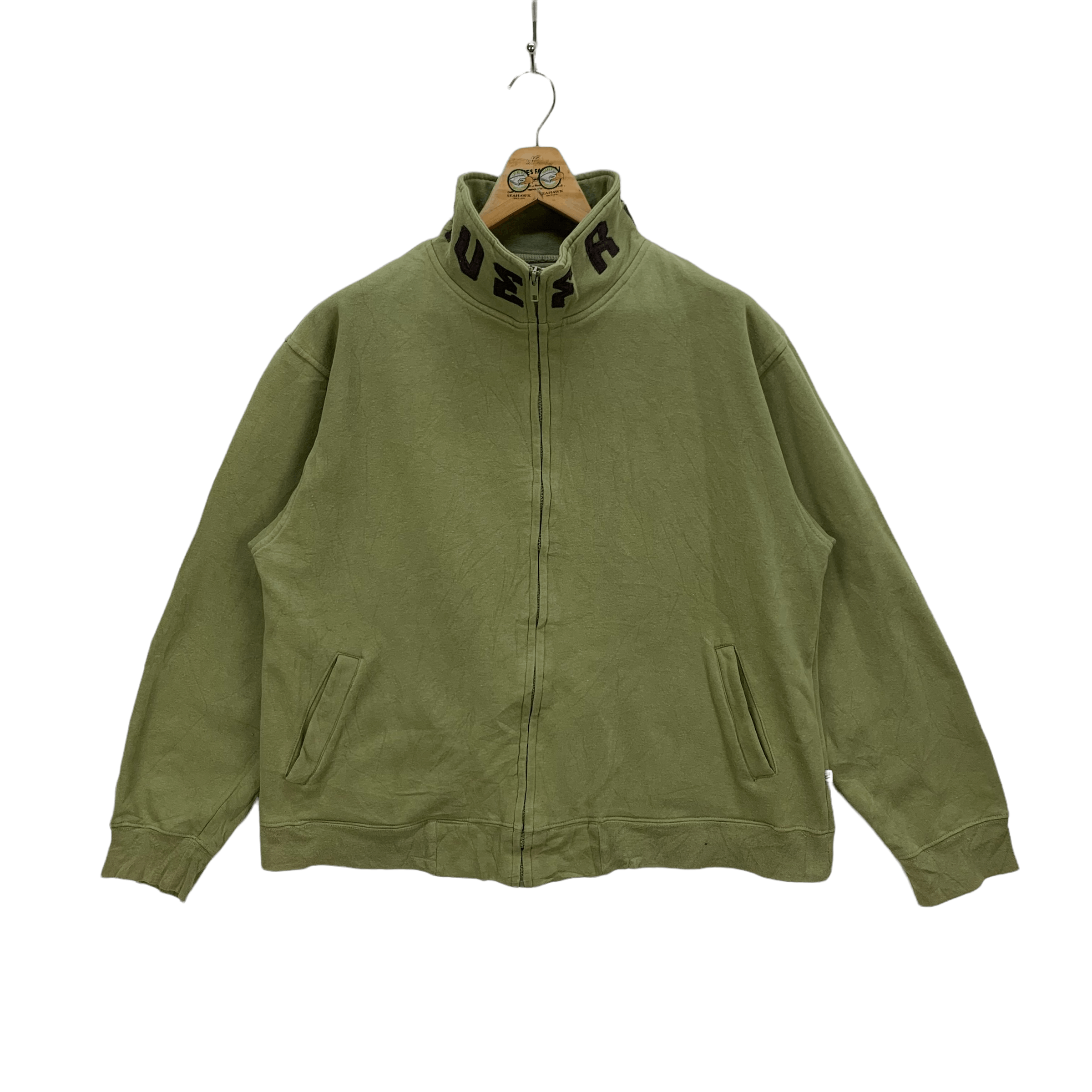 image of Freshjive Turtle Neck Big Logo Zipper Jacket 4083-141 in Green, Men's (Size Medium)