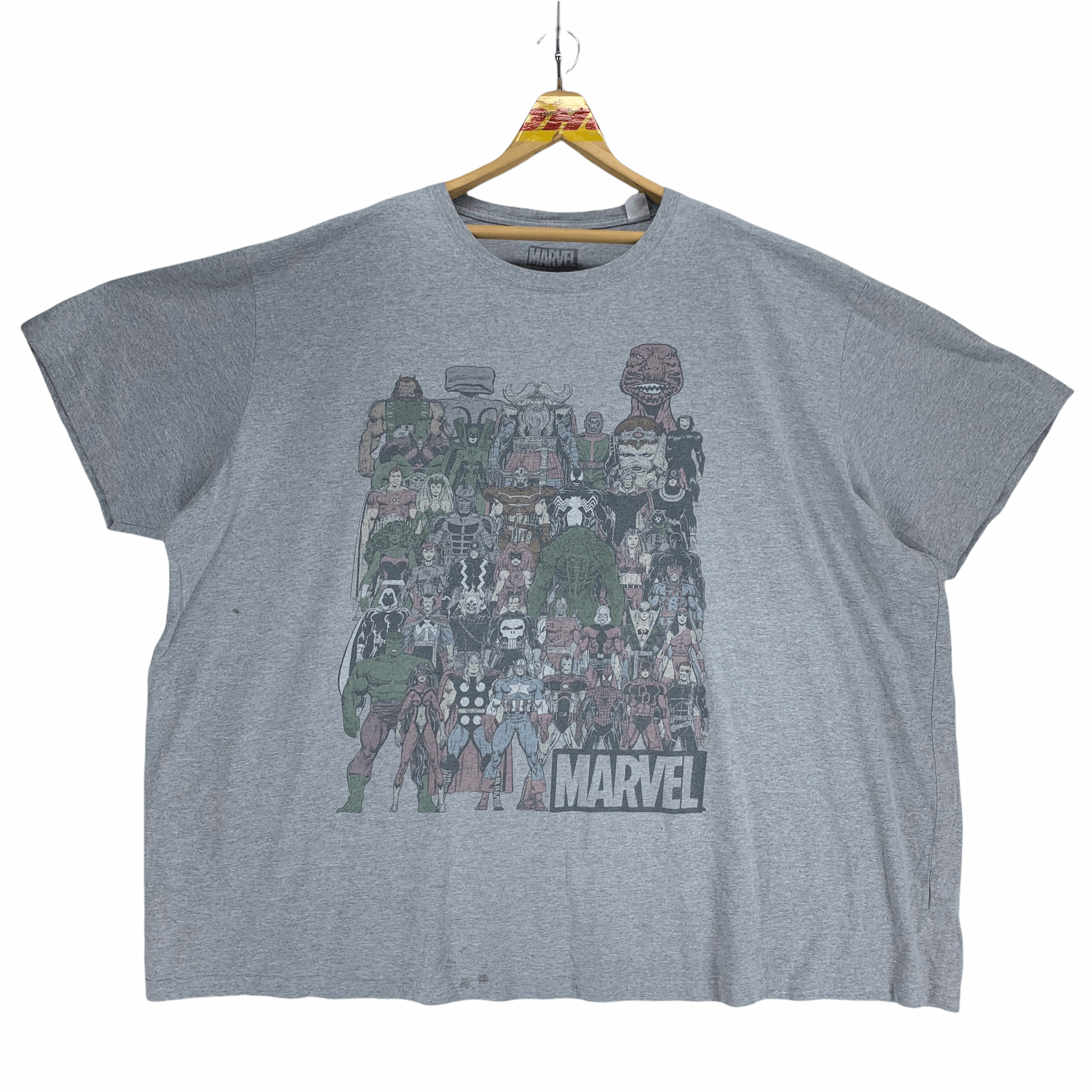 image of Marvel Comics x Movie Marvel All Characters Printed Big Size Tees 6Xl 3208-115 in Grey, Men's