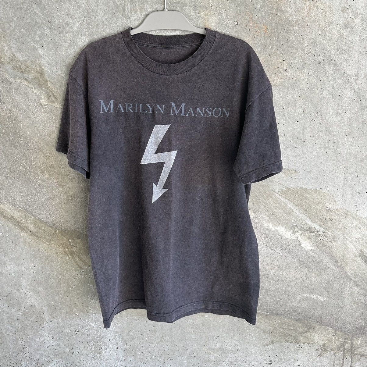 image of Marilyn Manson x Vintage Marlyn Manson Faded T-Shirt in Faded Black, Men's (Size Large)