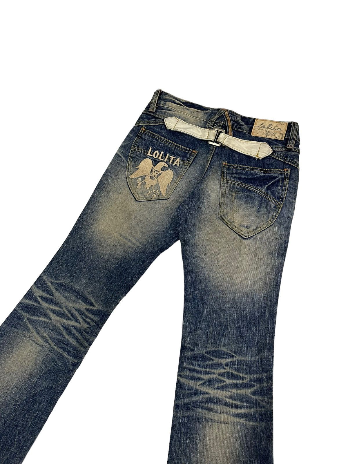 Japanese Brand Vintage Lolita Japan Flare Jeans Low rise Size US 29 - 3 Thumbnail