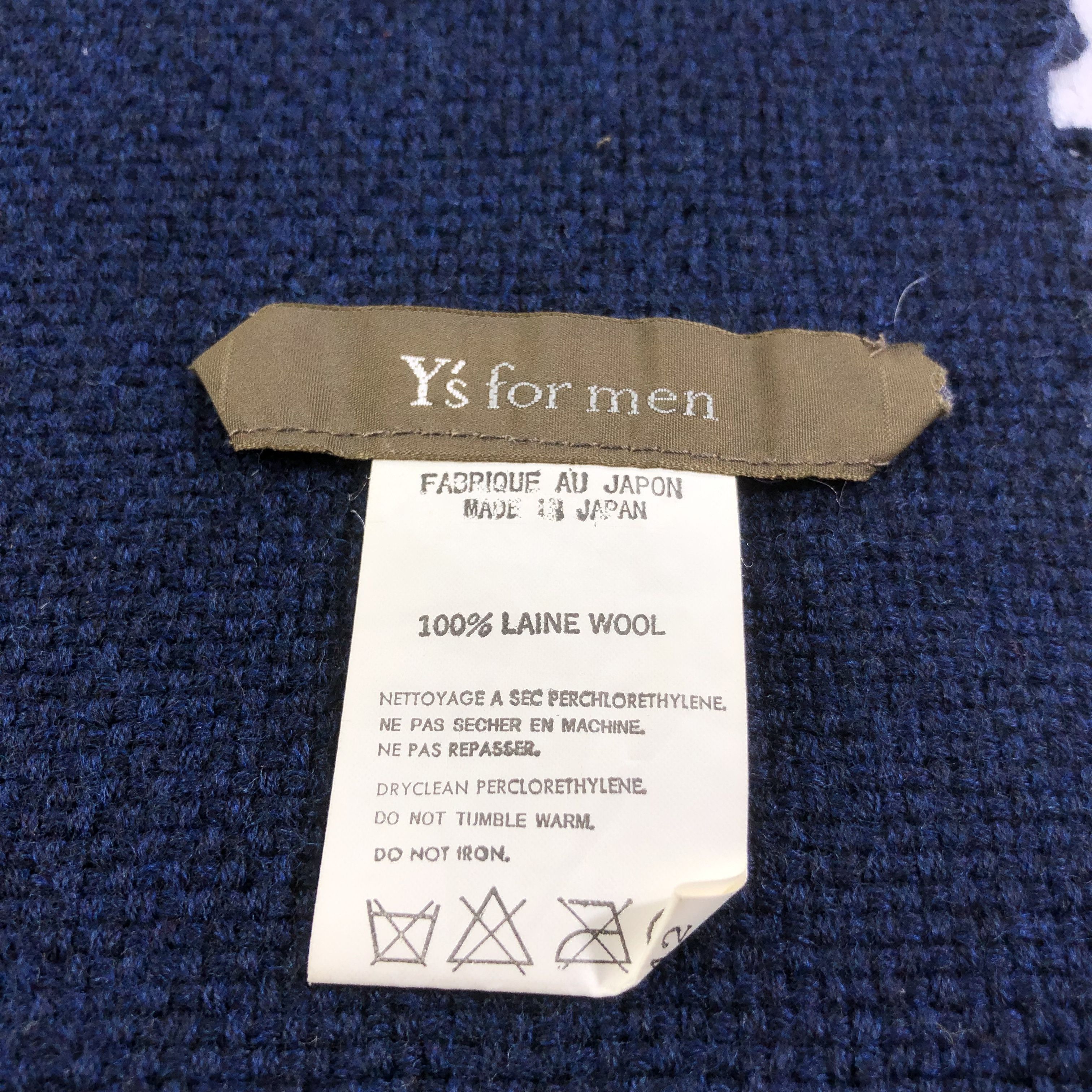 Yohji Yamamoto Y's for men Navy Blue Wool Scarf Muffler V1409 Size ONE SIZE - 4 Thumbnail
