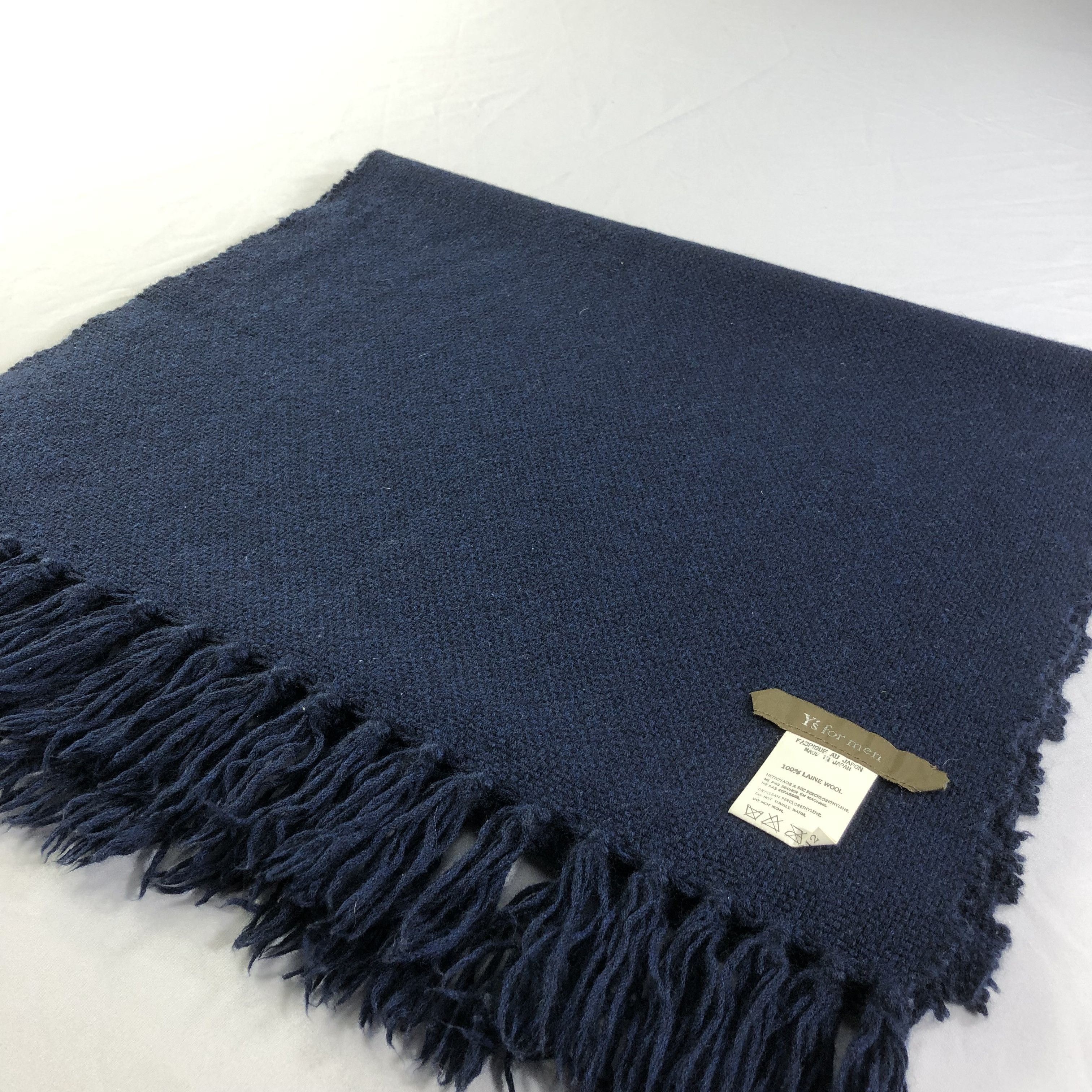 Yohji Yamamoto Y's for men Navy Blue Wool Scarf Muffler V1409 Size ONE SIZE - 3 Thumbnail