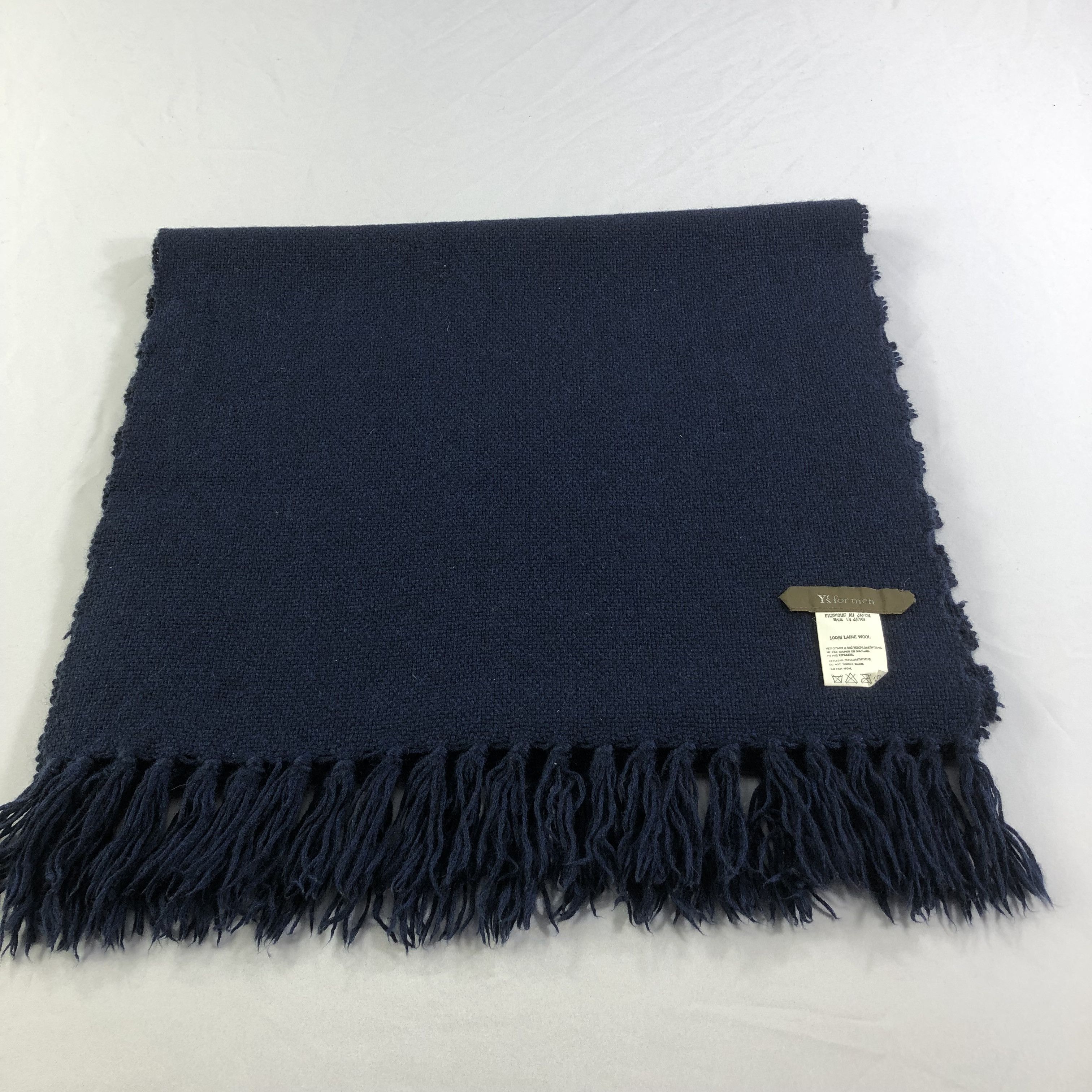 Yohji Yamamoto Y's for men Navy Blue Wool Scarf Muffler V1409 Size ONE SIZE - 2 Thumbnail