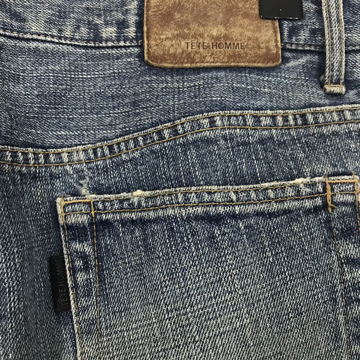 Issey Miyake × Tete Homme 👽FLARE BOOTCUT DENIM TETE MOMME DISTRESSED DENIM PANTS O4 Size US 30 / EU 46 - 8 Thumbnail