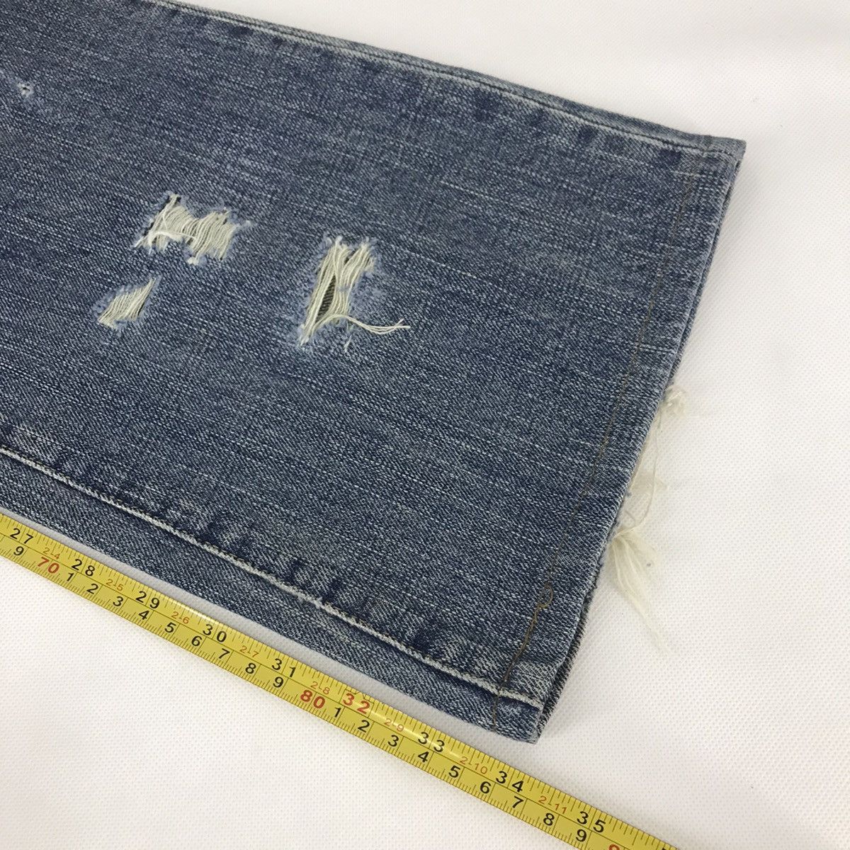 Issey Miyake × Tete Homme 👽FLARE BOOTCUT DENIM TETE MOMME DISTRESSED DENIM PANTS O4 Size US 30 / EU 46 - 15 Thumbnail