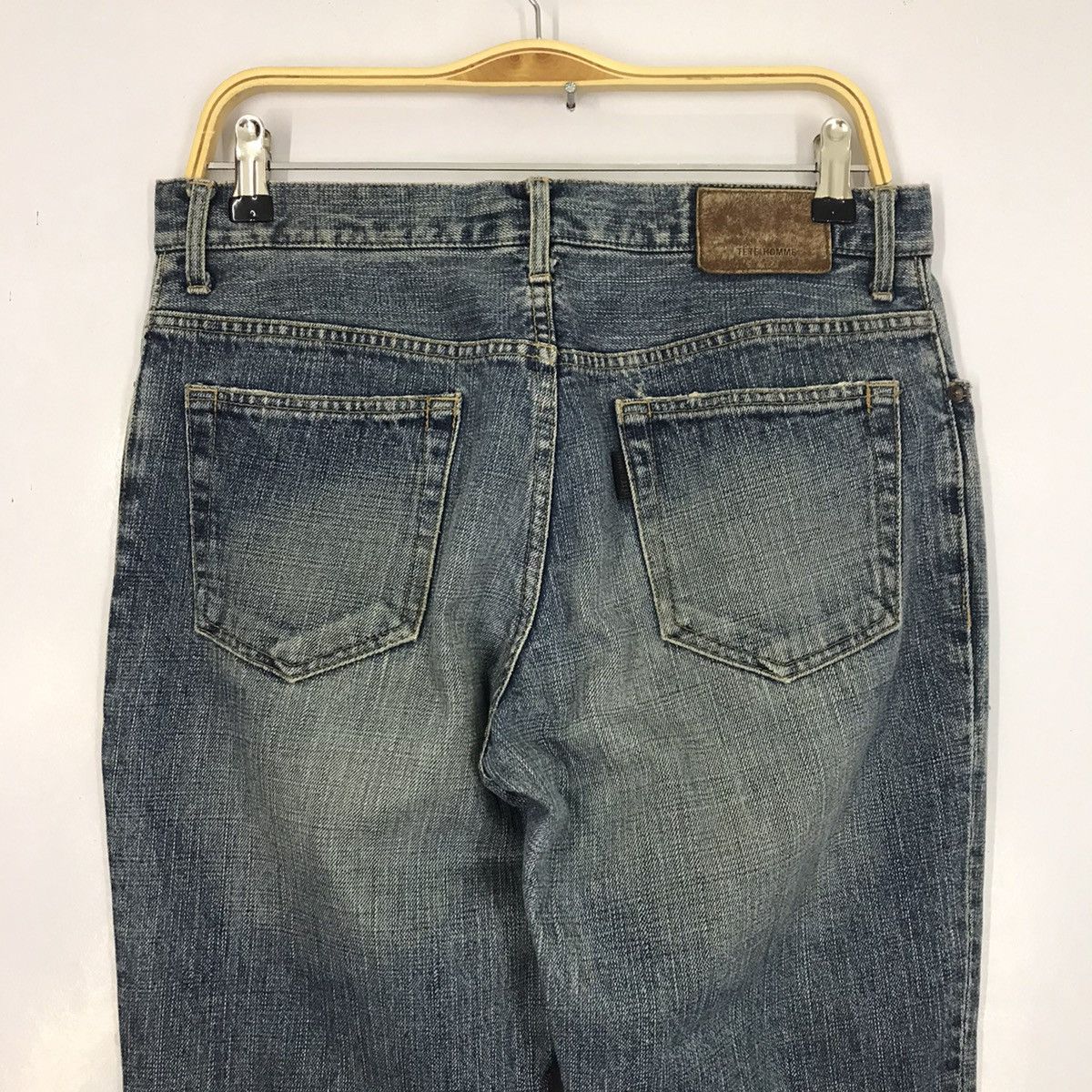 Issey Miyake × Tete Homme 👽FLARE BOOTCUT DENIM TETE MOMME DISTRESSED DENIM PANTS O4 Size US 30 / EU 46 - 7 Thumbnail