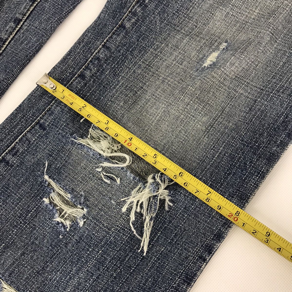 Issey Miyake × Tete Homme 👽FLARE BOOTCUT DENIM TETE MOMME DISTRESSED DENIM PANTS O4 Size US 30 / EU 46 - 13 Thumbnail