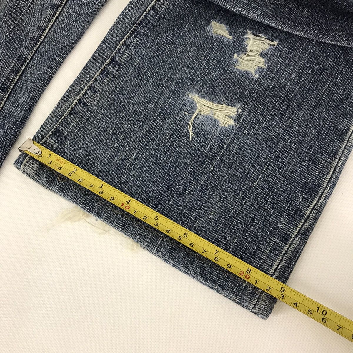 Issey Miyake × Tete Homme 👽FLARE BOOTCUT DENIM TETE MOMME DISTRESSED DENIM PANTS O4 Size US 30 / EU 46 - 14 Thumbnail
