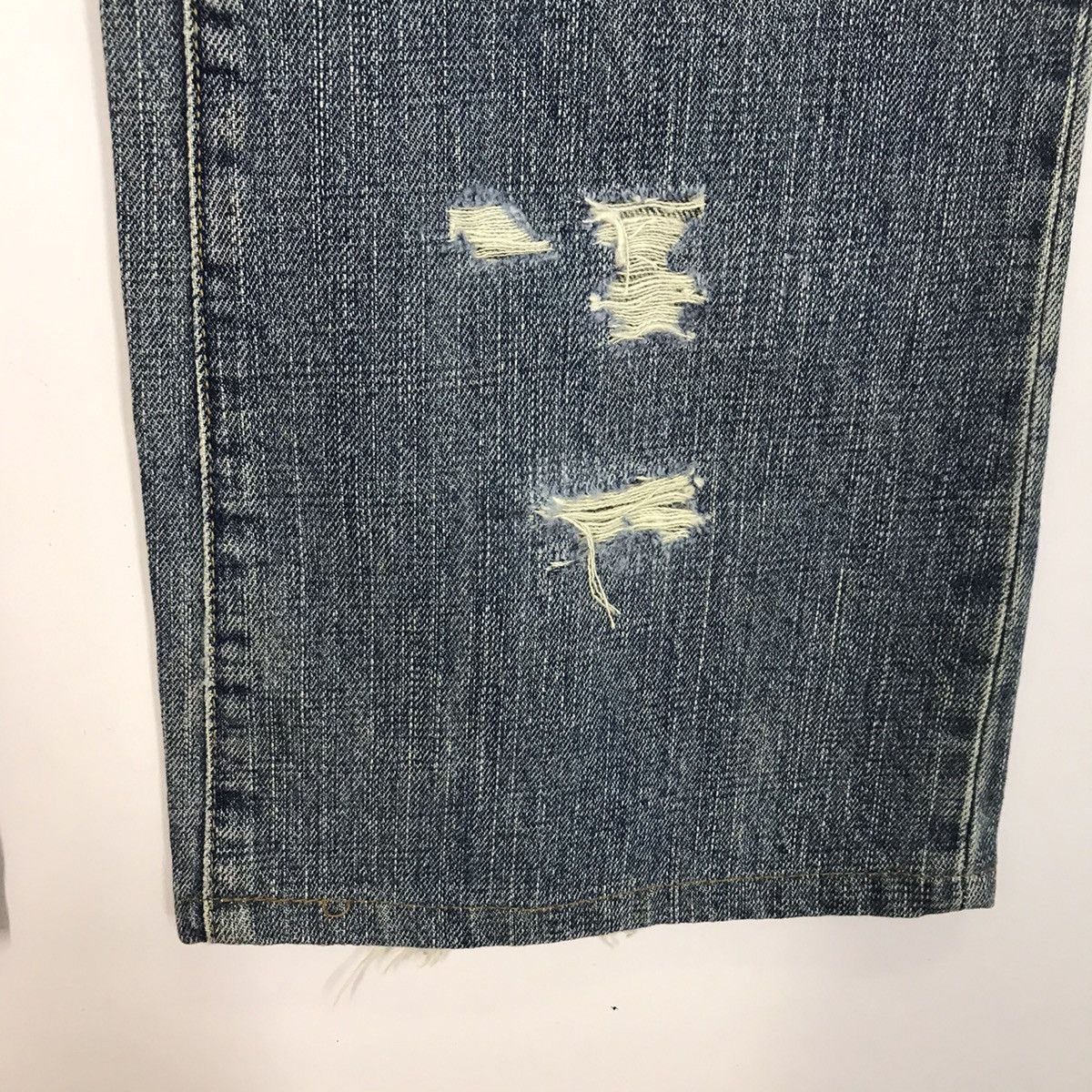 Issey Miyake × Tete Homme 👽FLARE BOOTCUT DENIM TETE MOMME DISTRESSED DENIM PANTS O4 Size US 30 / EU 46 - 4 Thumbnail