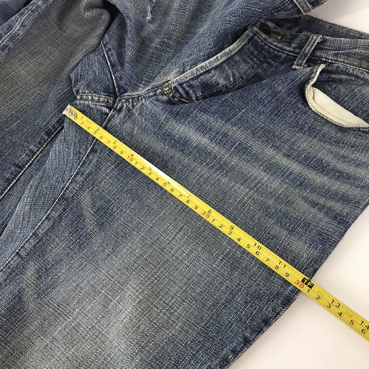 Issey Miyake × Tete Homme 👽FLARE BOOTCUT DENIM TETE MOMME DISTRESSED DENIM PANTS O4 Size US 30 / EU 46 - 12 Thumbnail