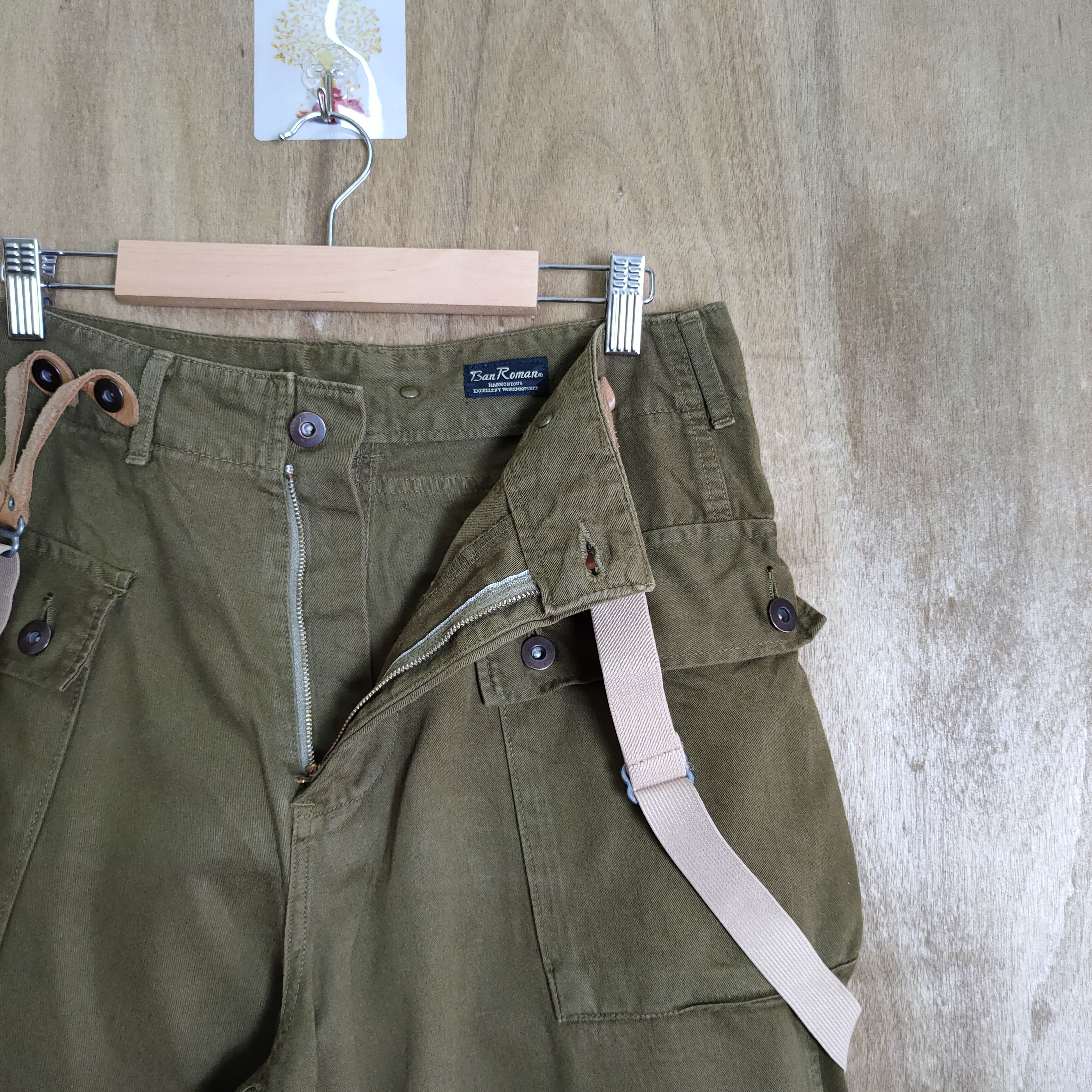 Japanese Brand VINTAGE BAN ROMEN SUSPENDER CARGO PANTS Size US 30 / EU 46 - 9 Thumbnail