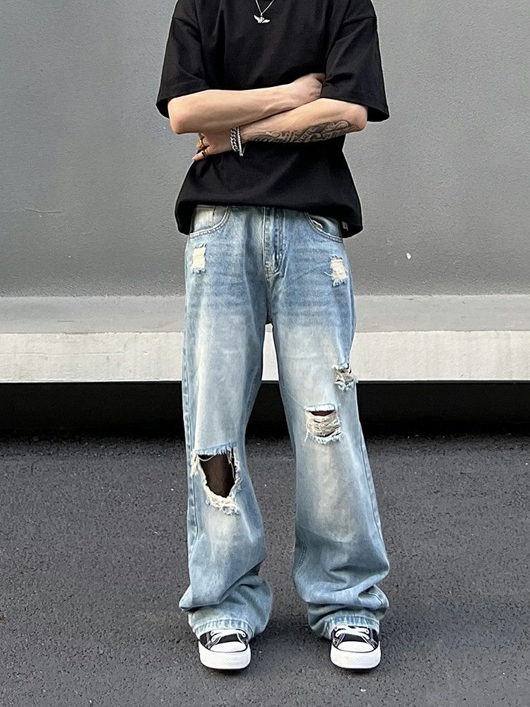 flared damaged ripped skate pants