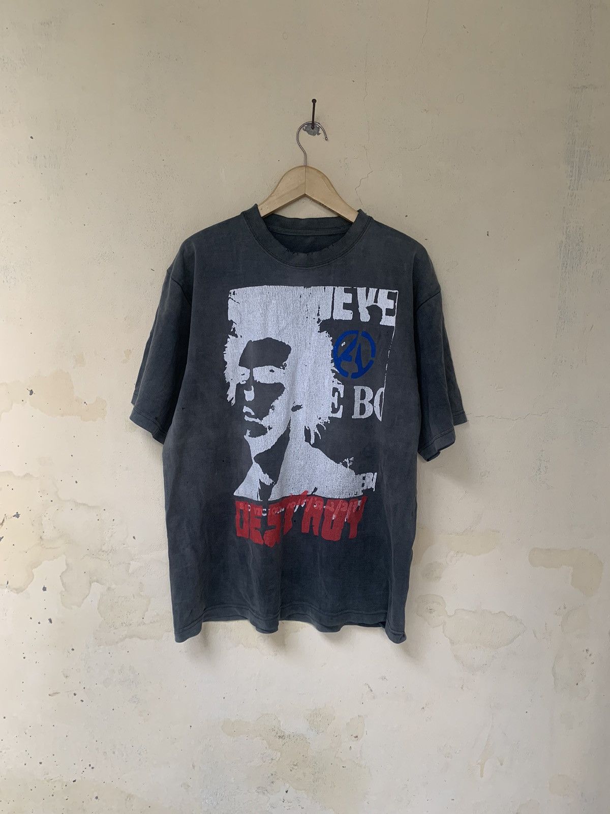 image of Band Tees x Vintage Thrashed Sid Visious Destory Tee in Black, Men's (Size Large)