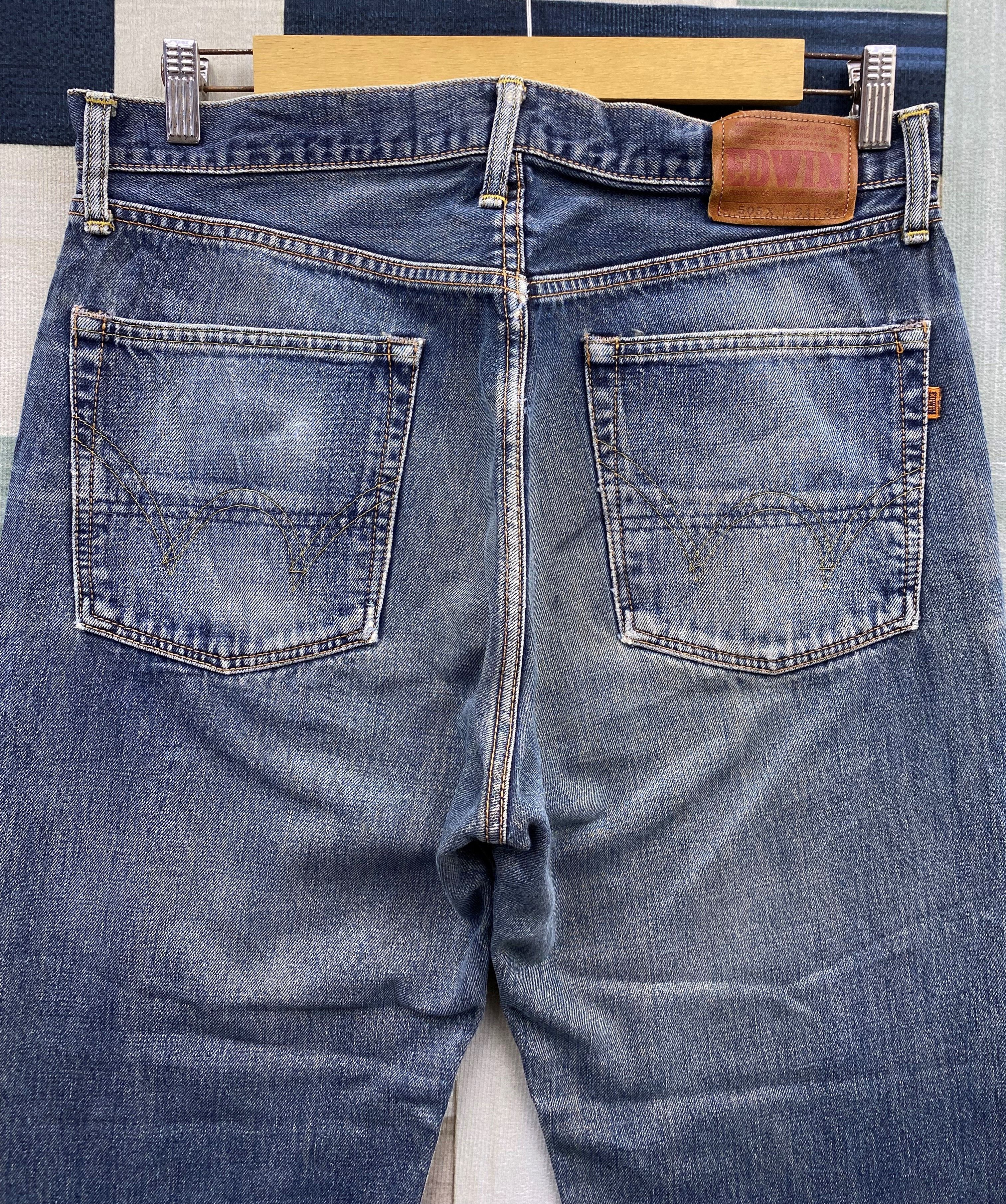 Edwin Vintage Edwin 505X Distress Selvedge Denim Jean Size US 34 / EU 50 - 4 Thumbnail