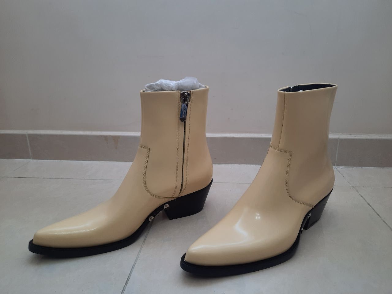Calvin Klein 205W39NYC *New* Tex C Leather Ankle Metal Spazzolato Boots Size US 8 / EU 41 - 3 Thumbnail