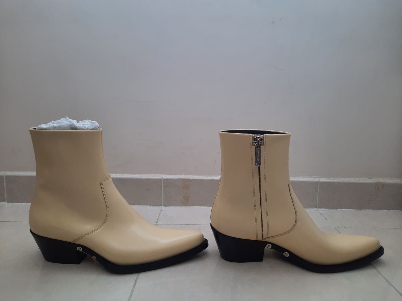 Calvin Klein 205W39NYC *New* Tex C Leather Ankle Metal Spazzolato Boots Size US 8 / EU 41 - 5 Thumbnail