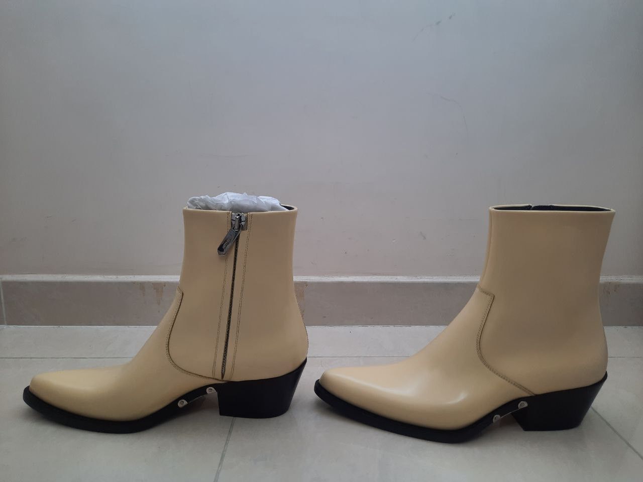 Calvin Klein 205W39NYC *New* Tex C Leather Ankle Metal Spazzolato Boots Size US 8 / EU 41 - 6 Thumbnail