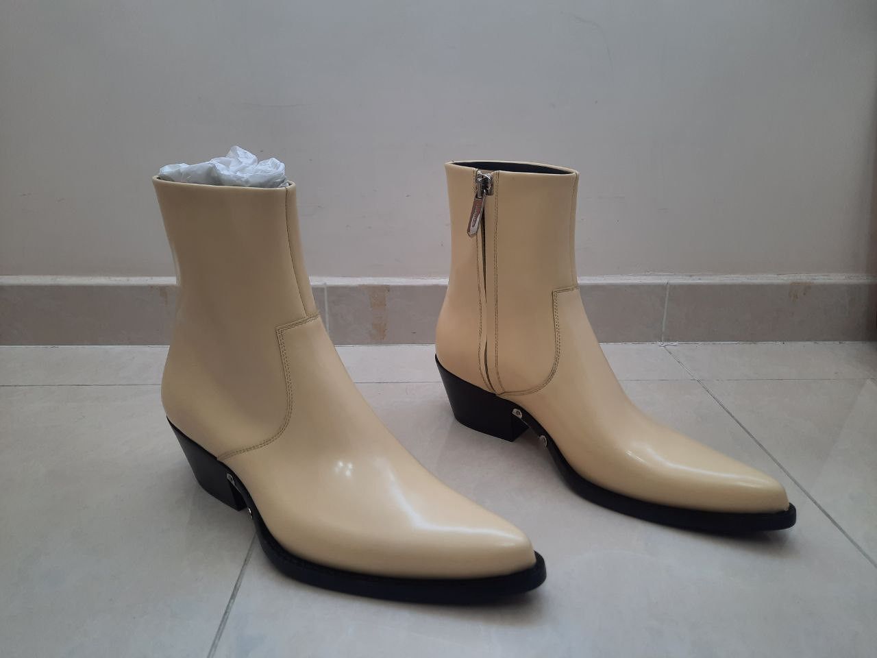 Calvin Klein 205W39NYC *New* Tex C Leather Ankle Metal Spazzolato Boots Size US 8 / EU 41 - 4 Thumbnail