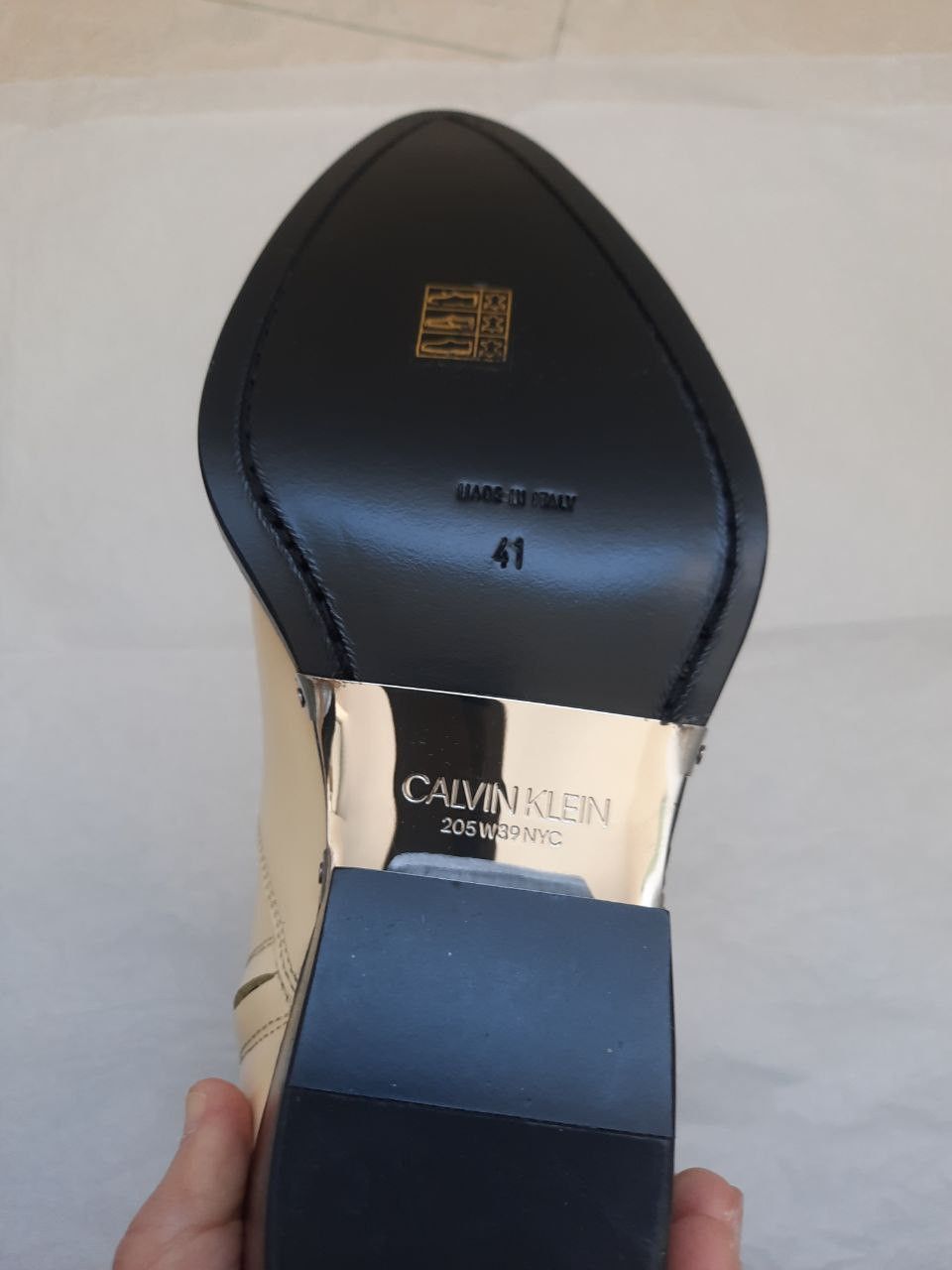 Calvin Klein 205W39NYC *New* Tex C Leather Ankle Metal Spazzolato Boots Size US 8 / EU 41 - 9 Thumbnail