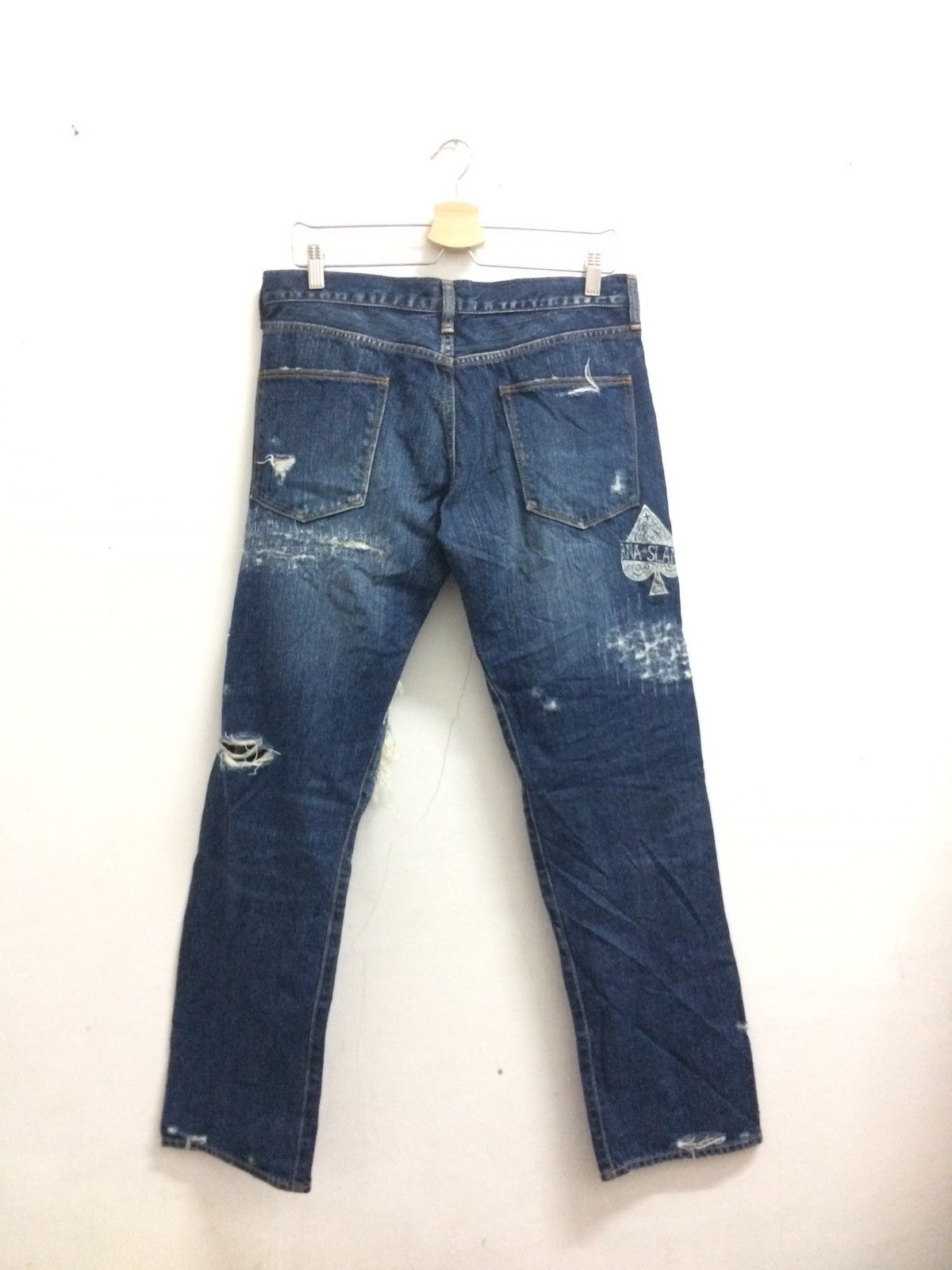 Designer × Japanese Brand Rare Rna Slang Patch Work Distressed Bleached Denim Jenas Size US 30 / EU 46 - 9 Thumbnail