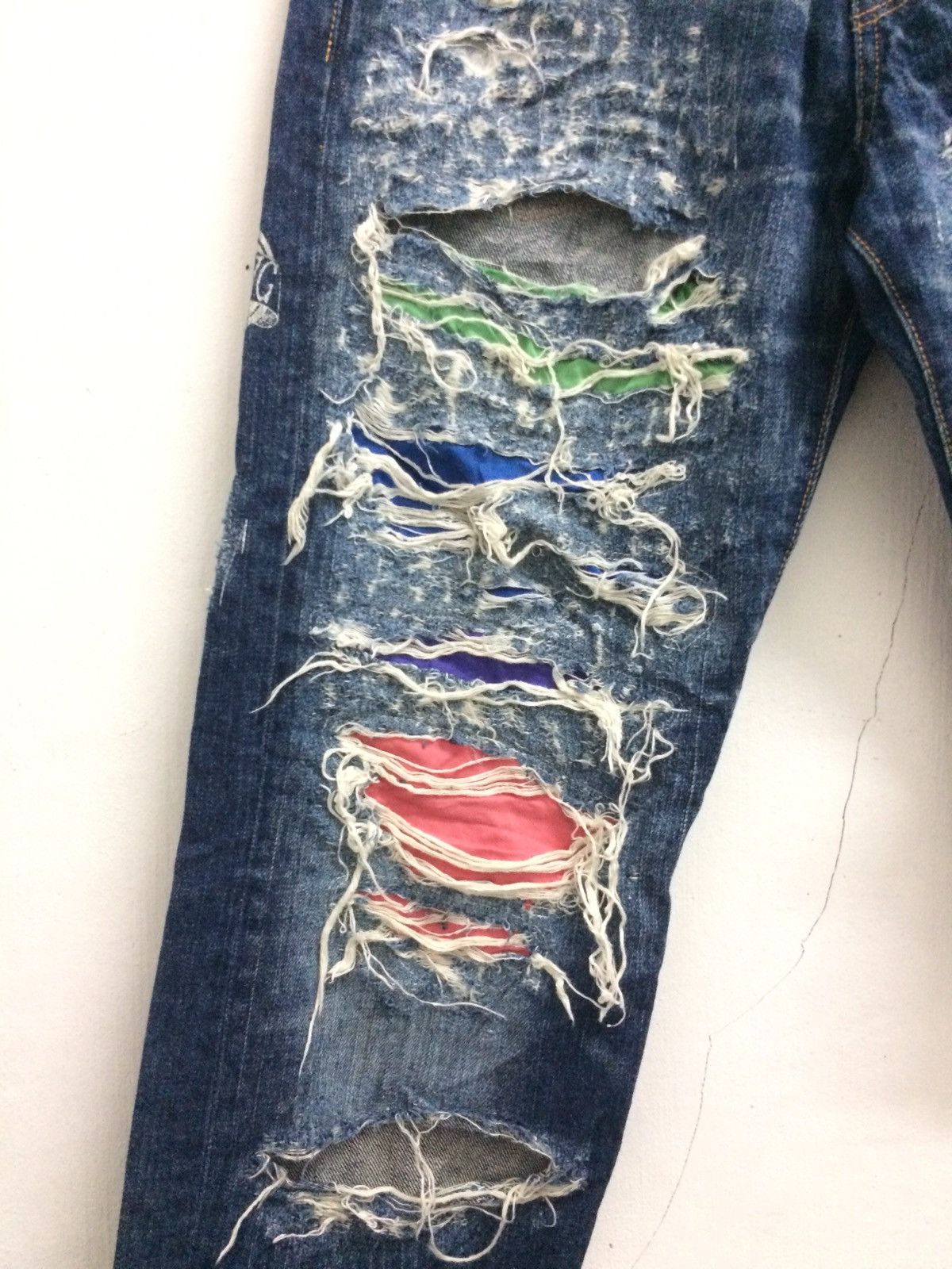 Designer × Japanese Brand Rare Rna Slang Patch Work Distressed Bleached Denim Jenas Size US 30 / EU 46 - 3 Thumbnail