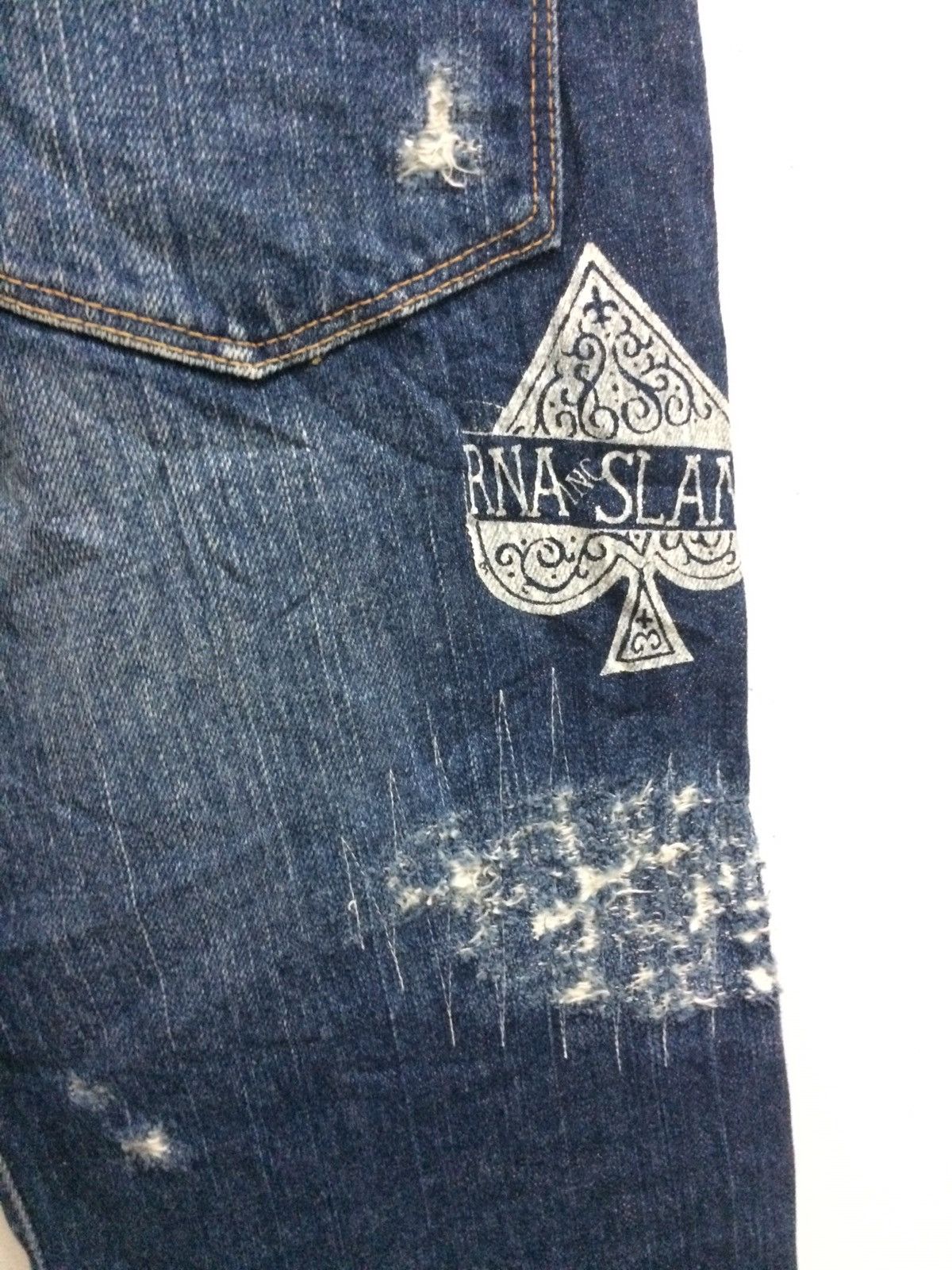Designer × Japanese Brand Rare Rna Slang Patch Work Distressed Bleached Denim Jenas Size US 30 / EU 46 - 13 Thumbnail