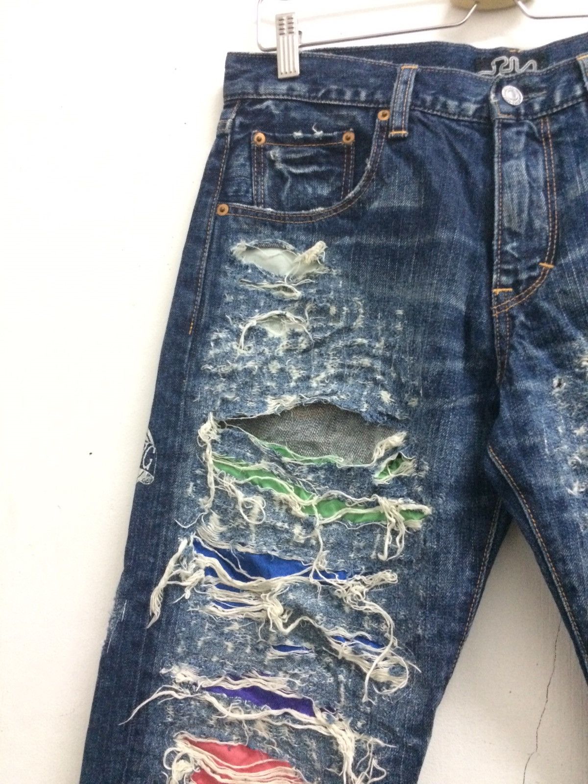 Designer × Japanese Brand Rare Rna Slang Patch Work Distressed Bleached Denim Jenas Size US 30 / EU 46 - 6 Thumbnail