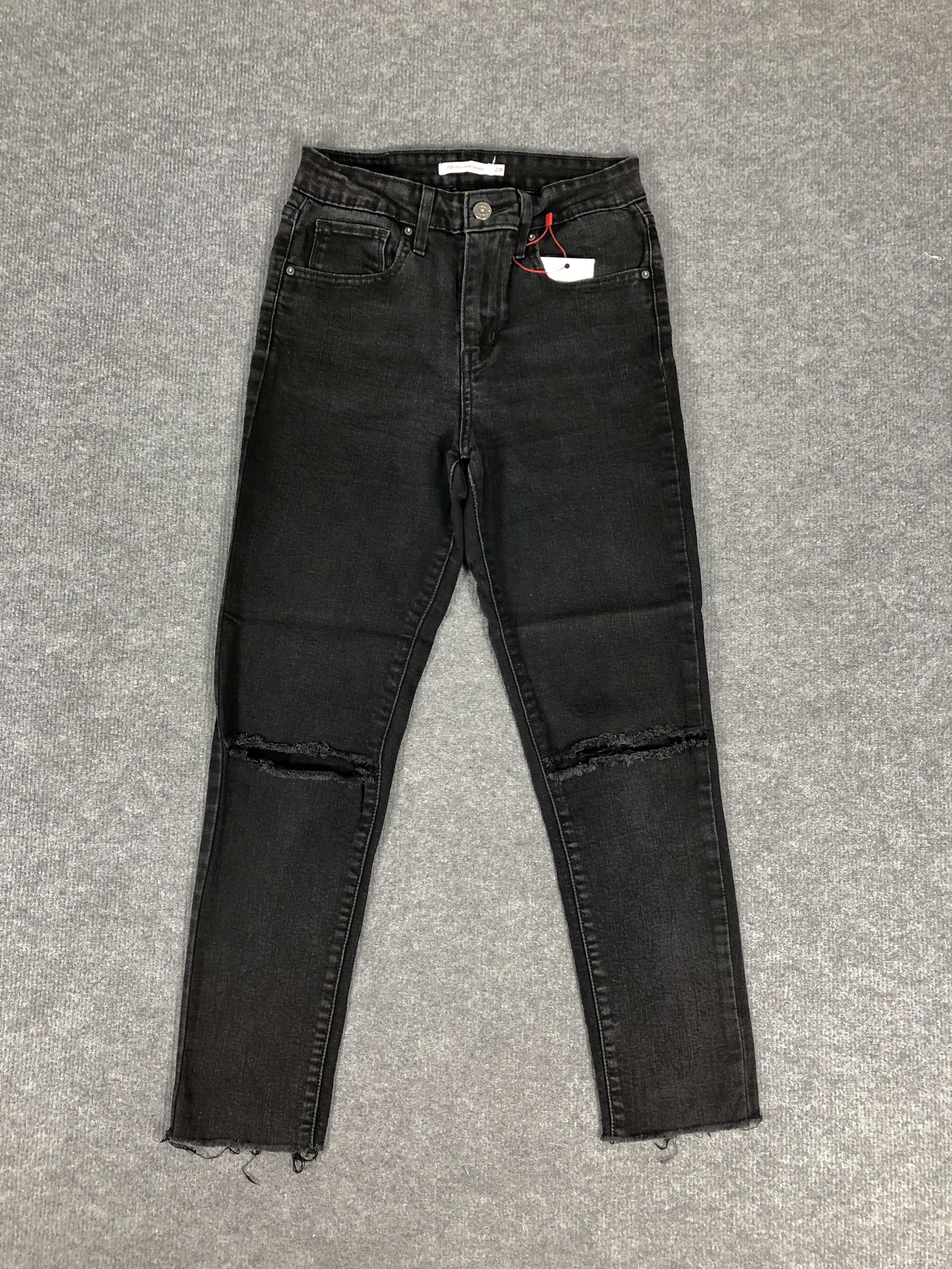 image of Distressed Denim x Levis Levi's 721 High Rise Skinny Distress Jean in Faded Black, Women's (Size 26