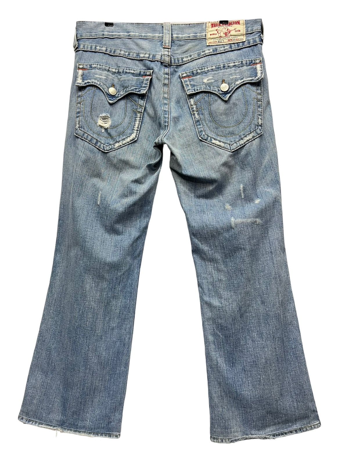 True Religion × Vintage 🔥WIDE LEG FLARE🔥Vtg TRUE RELIGION Billy Distressed Jeans Size US 34 / EU 50 - 10 Thumbnail