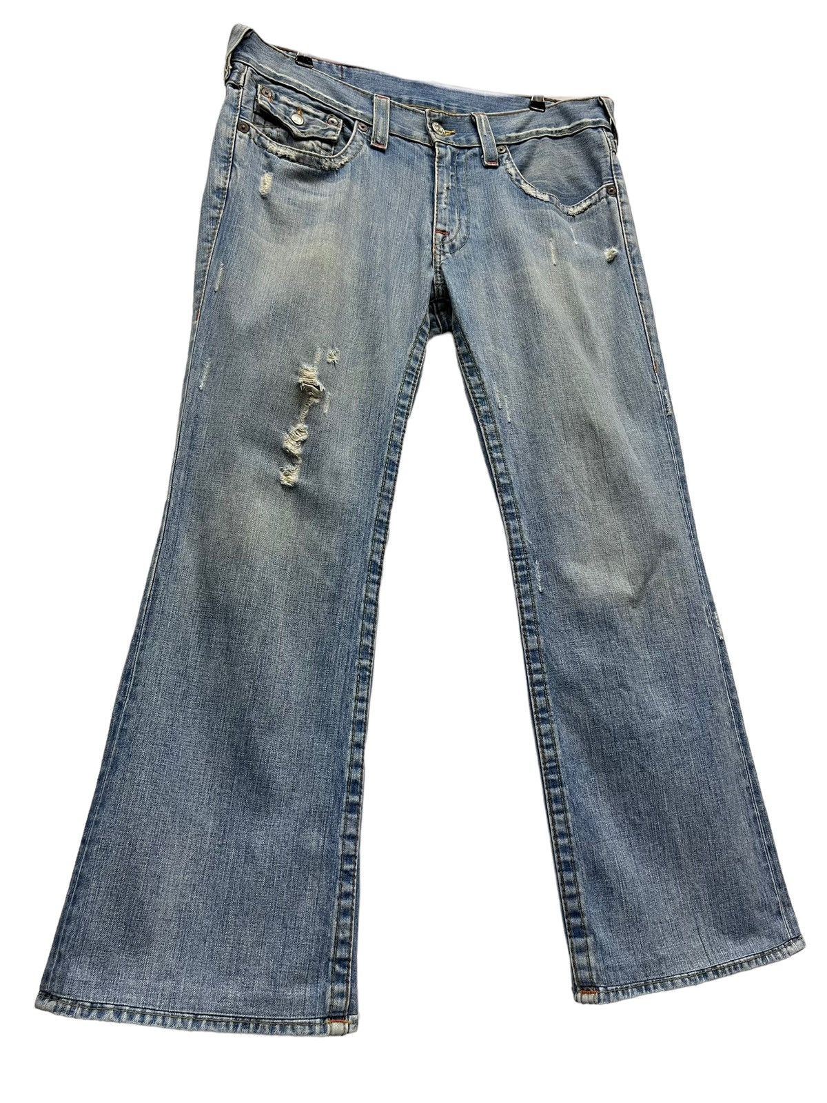True Religion × Vintage 🔥WIDE LEG FLARE🔥Vtg TRUE RELIGION Billy Distressed Jeans Size US 34 / EU 50 - 1 Thumbnail