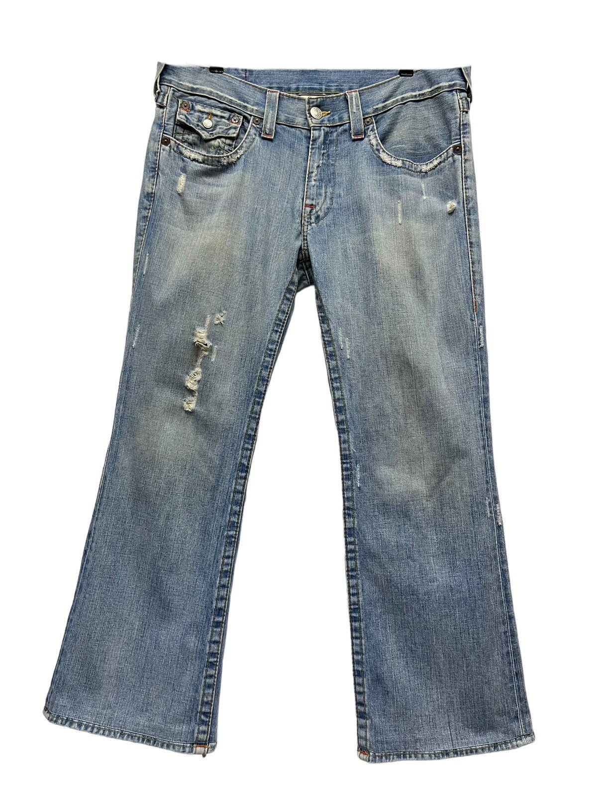 True Religion × Vintage 🔥WIDE LEG FLARE🔥Vtg TRUE RELIGION Billy Distressed Jeans Size US 34 / EU 50 - 2 Thumbnail