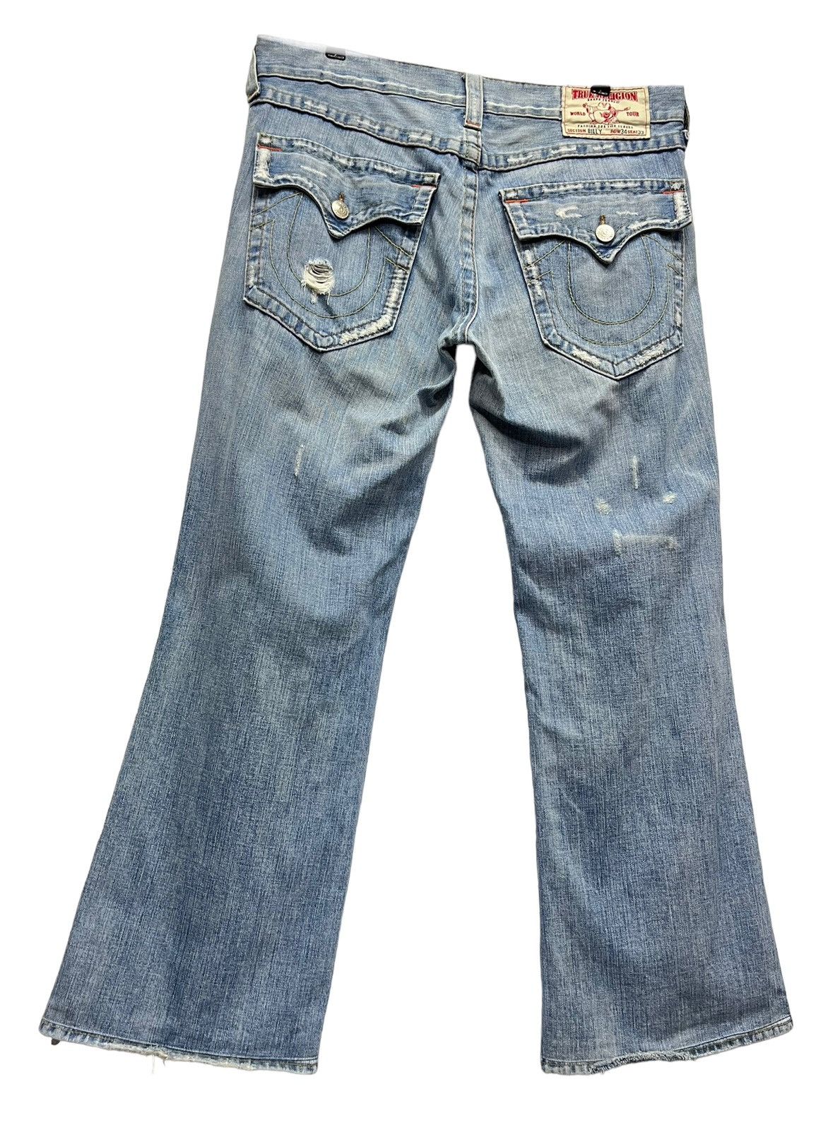 True Religion × Vintage 🔥WIDE LEG FLARE🔥Vtg TRUE RELIGION Billy Distressed Jeans Size US 34 / EU 50 - 9 Thumbnail
