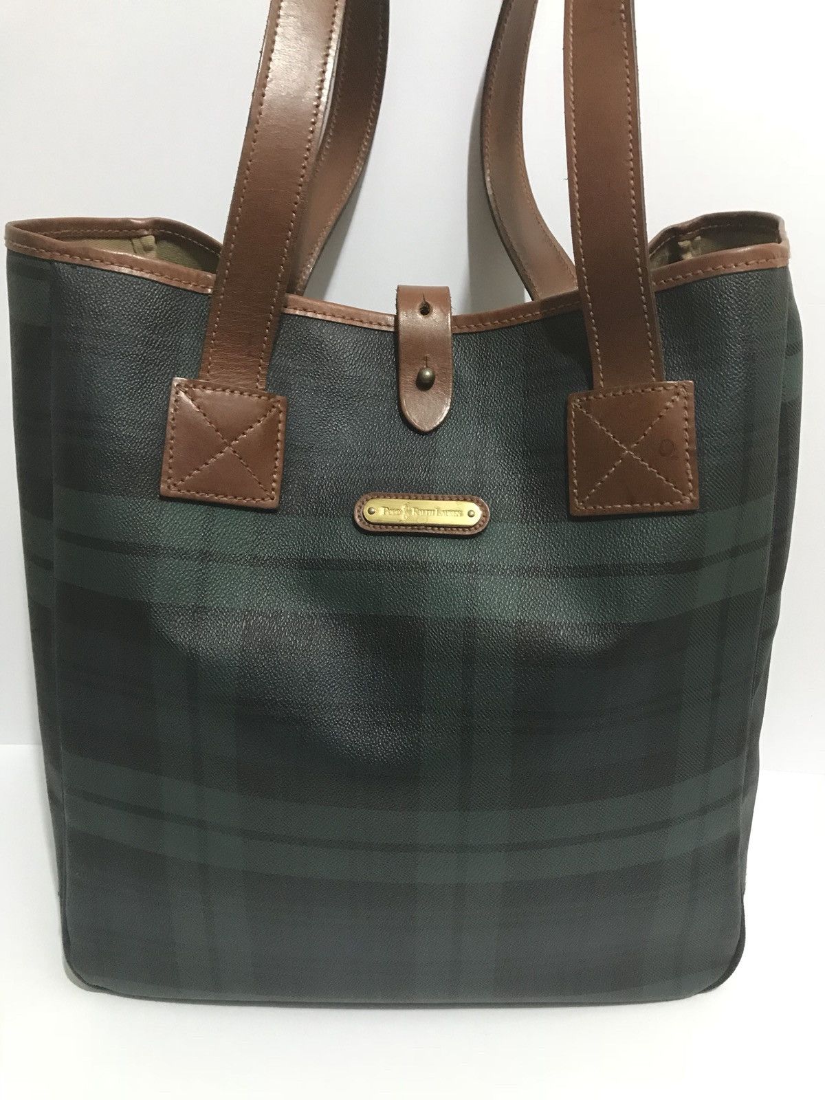 Polo Ralph Lauren Rare Vintage Polo Ralph Lauren Tartan Plaid Green Tote Bag Grailed