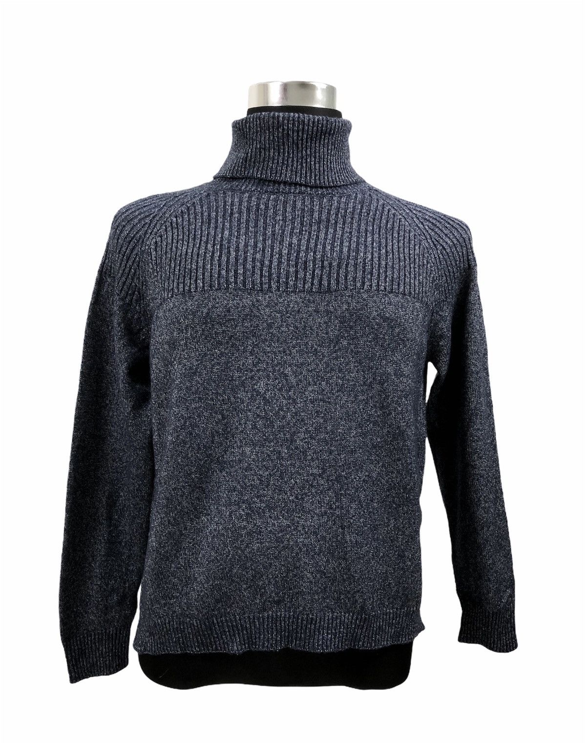 Canadian Sweater GU SemiPlain Striped Turtleneck Cable Knit Sweater ...