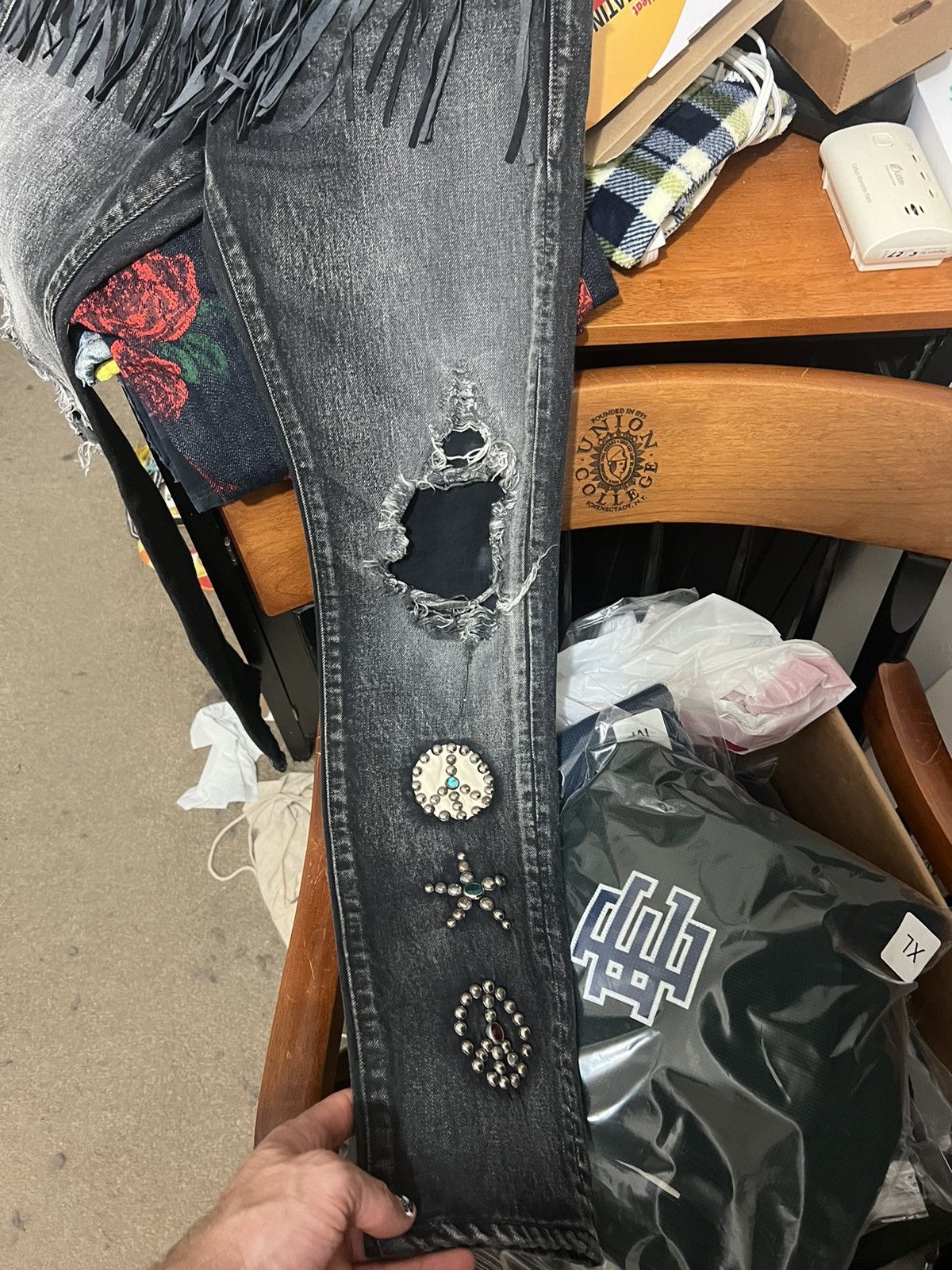 Kapital Kapital Peace tasseled fringe studded denim size 28 Size US 28 / EU 44 - 6 Thumbnail