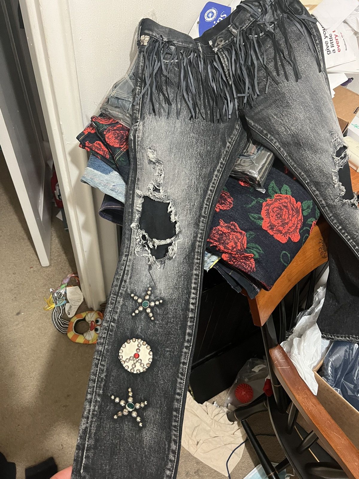 Kapital Kapital Peace tasseled fringe studded denim size 28 Size US 28 / EU 44 - 1 Thumbnail