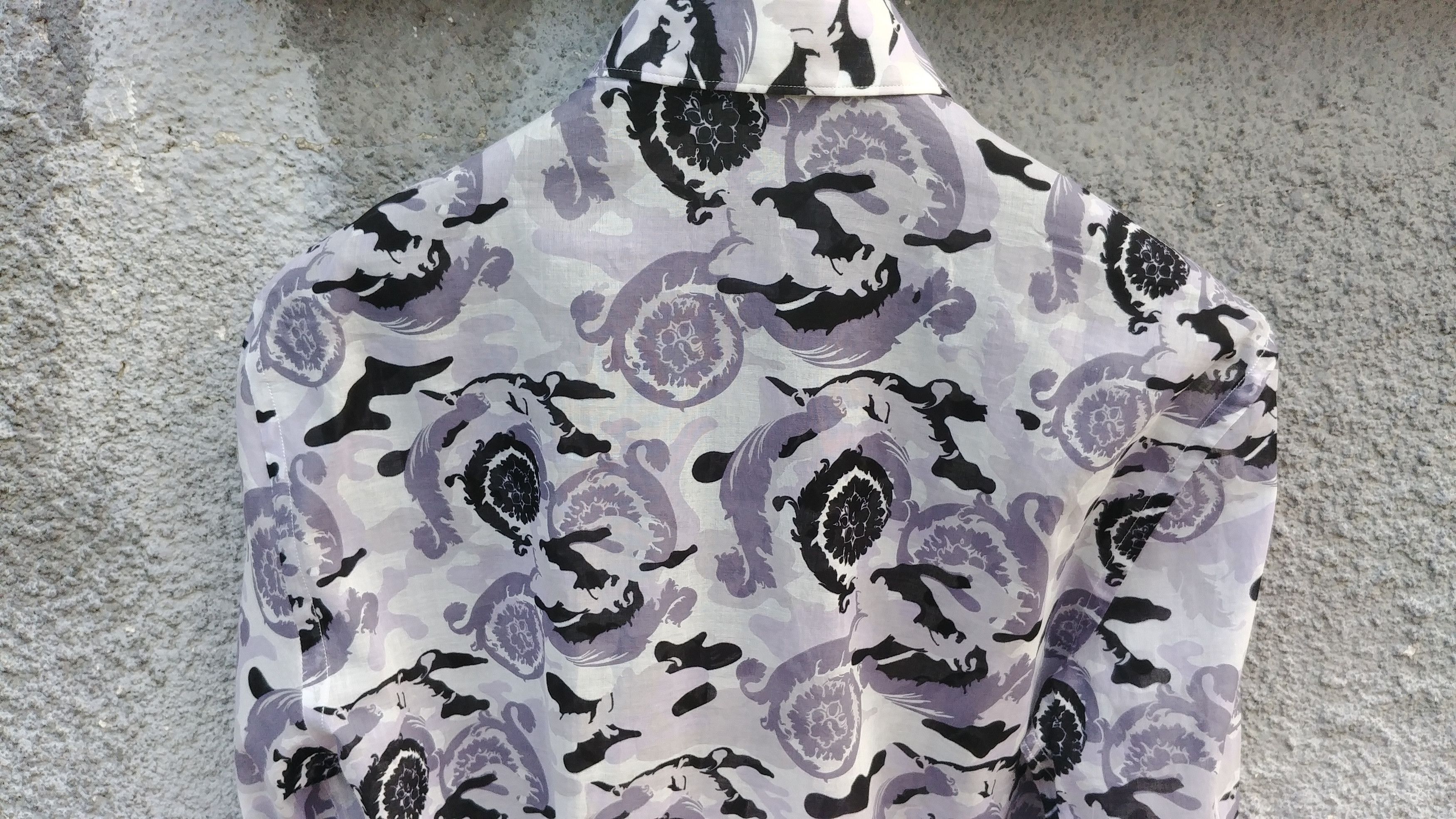 Versace Versace Collection Grey Camo Fantasia Baroque Cotton Shirt Size US S / EU 44-46 / 1 - 8 Thumbnail
