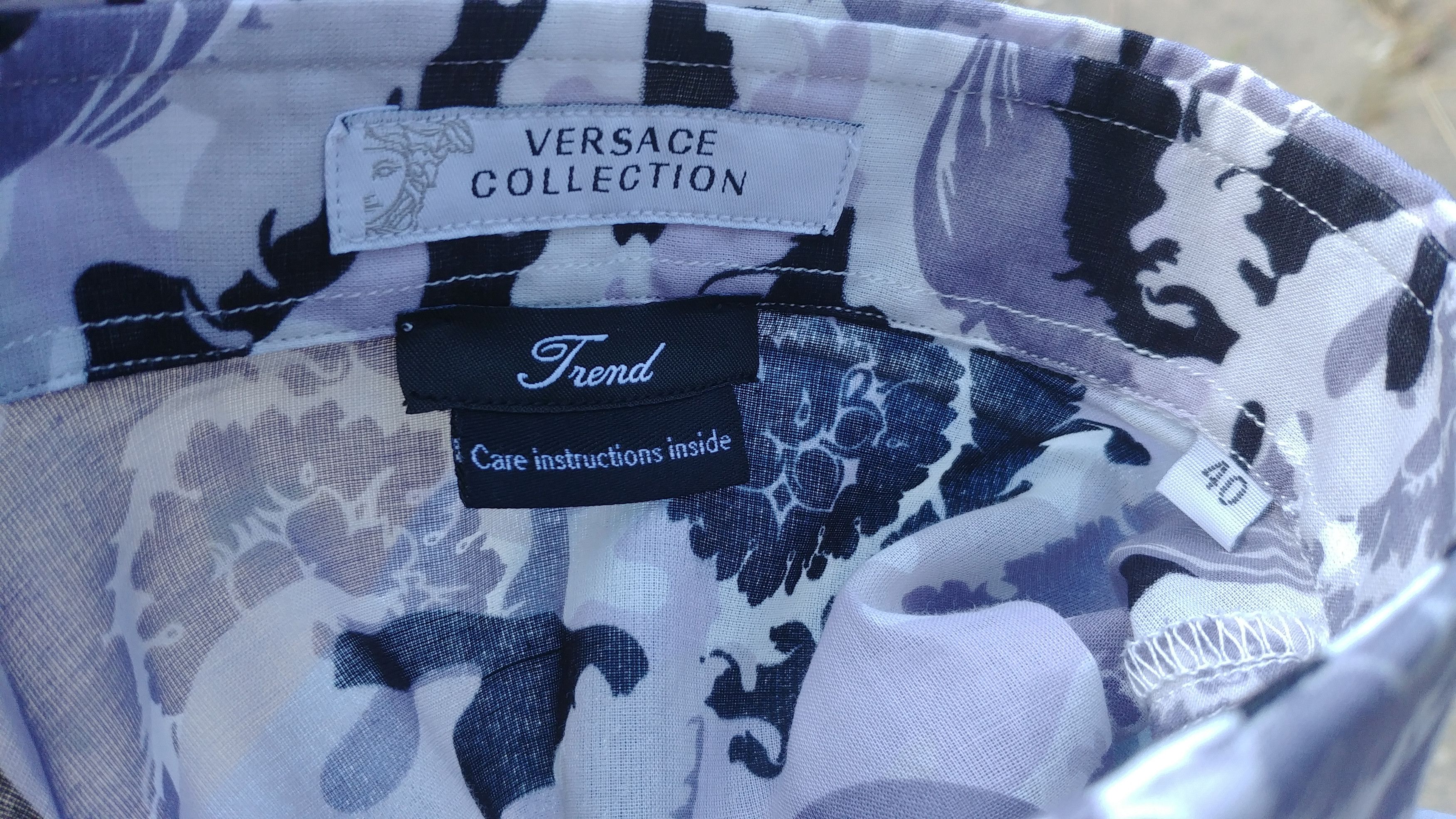 Versace Versace Collection Grey Camo Fantasia Baroque Cotton Shirt Size US S / EU 44-46 / 1 - 11 Thumbnail
