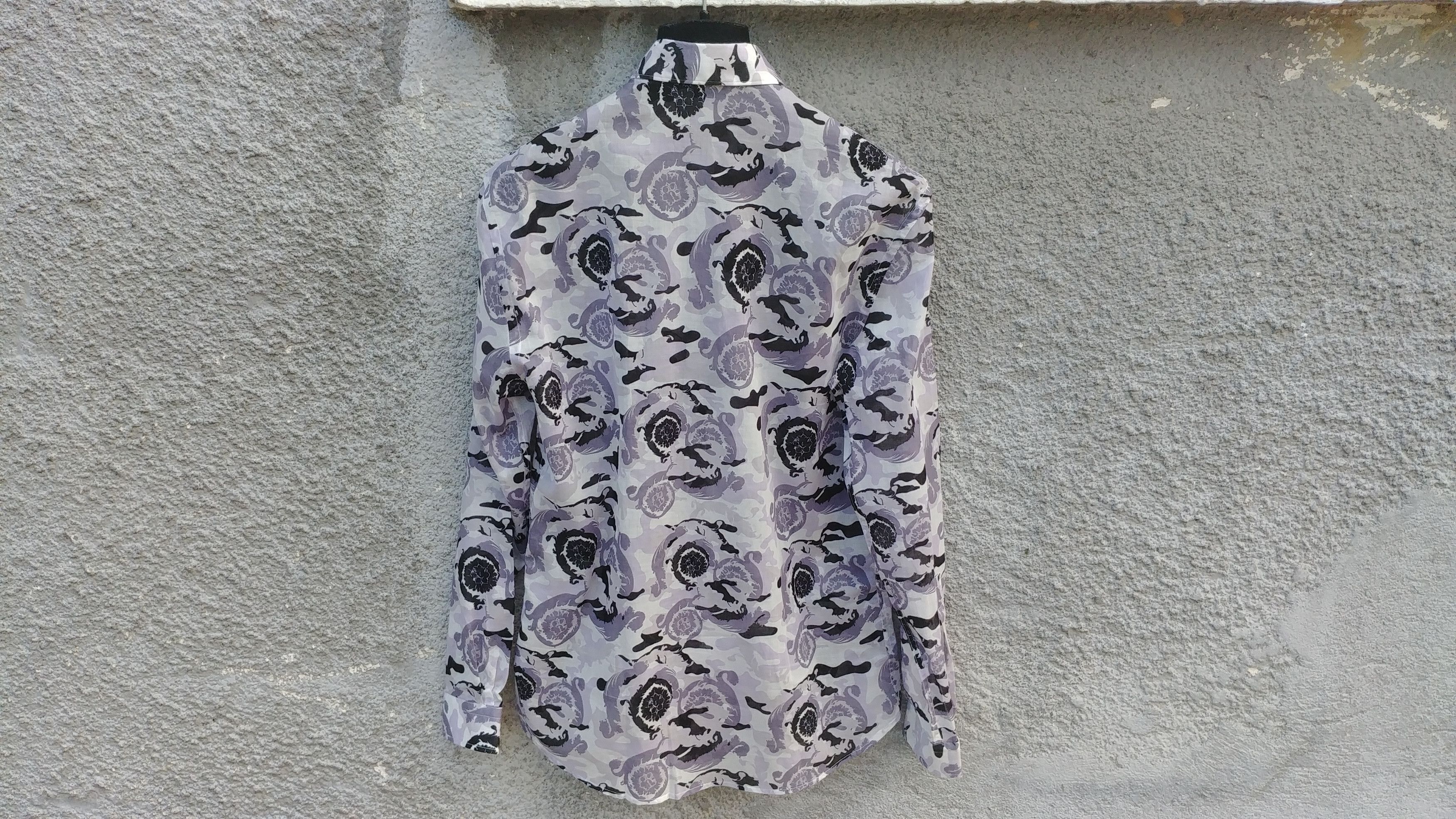 Versace Versace Collection Grey Camo Fantasia Baroque Cotton Shirt Size US S / EU 44-46 / 1 - 7 Thumbnail