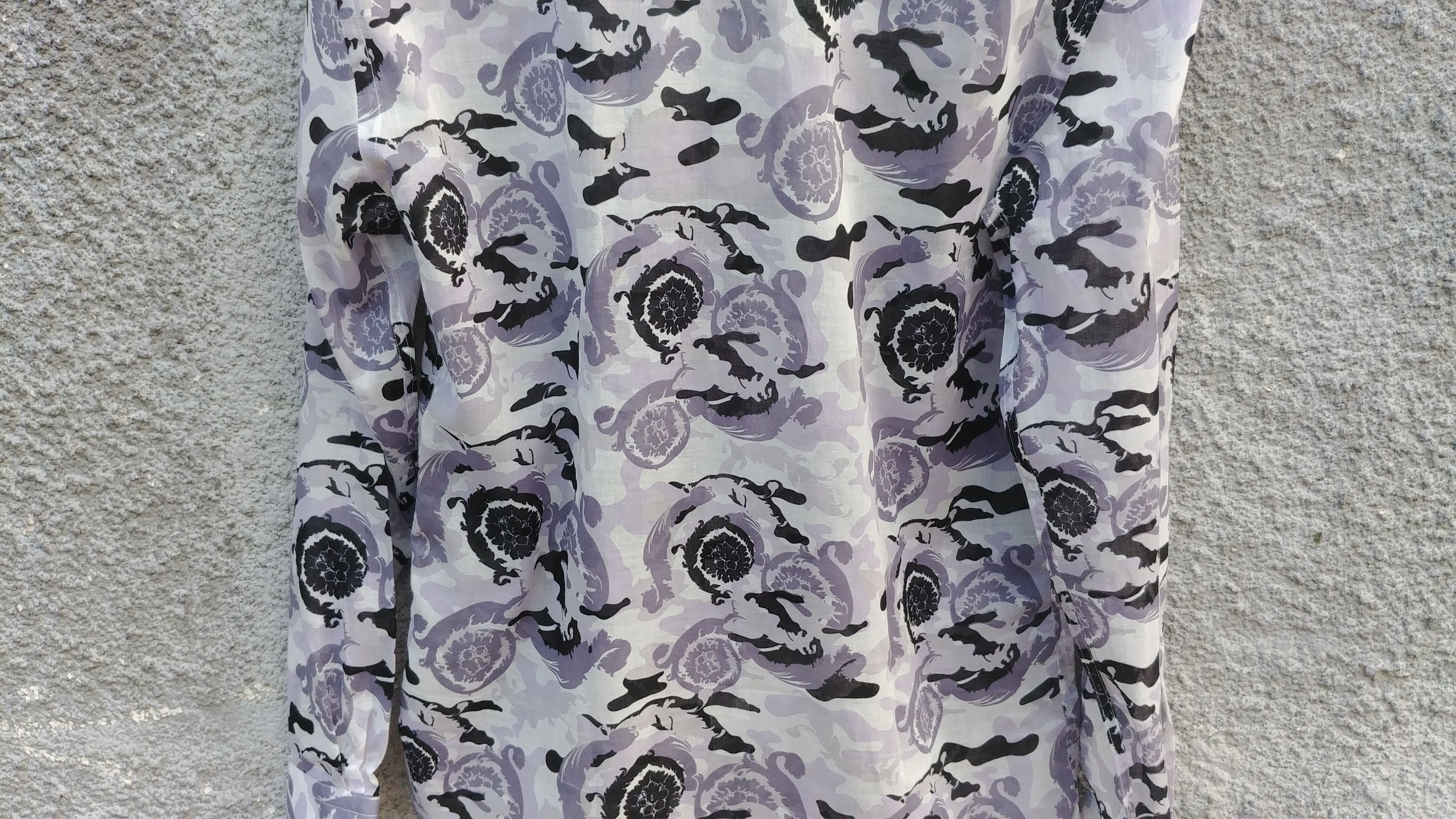 Versace Versace Collection Grey Camo Fantasia Baroque Cotton Shirt Size US S / EU 44-46 / 1 - 9 Thumbnail
