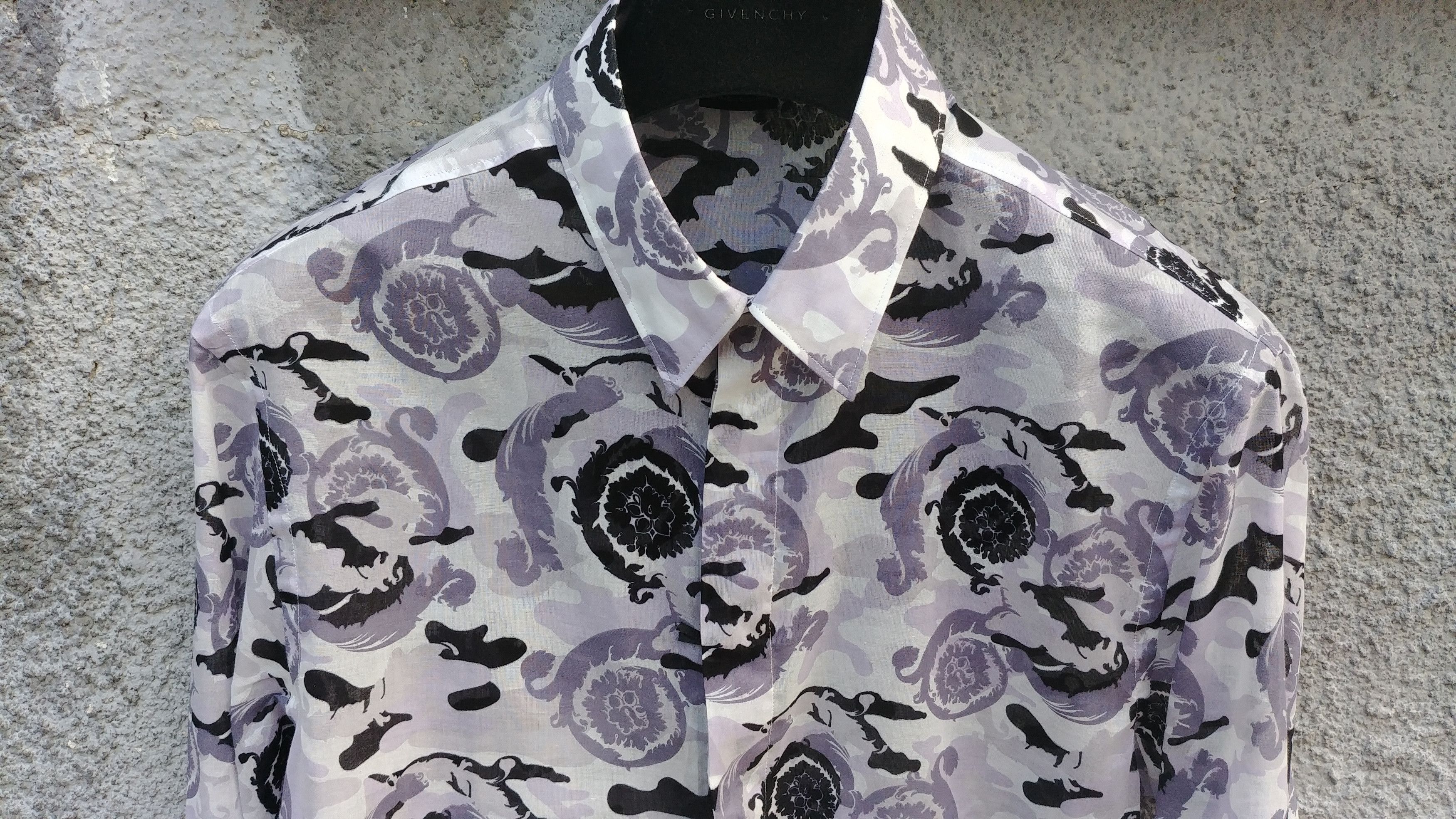 Versace Versace Collection Grey Camo Fantasia Baroque Cotton Shirt Size US S / EU 44-46 / 1 - 4 Thumbnail