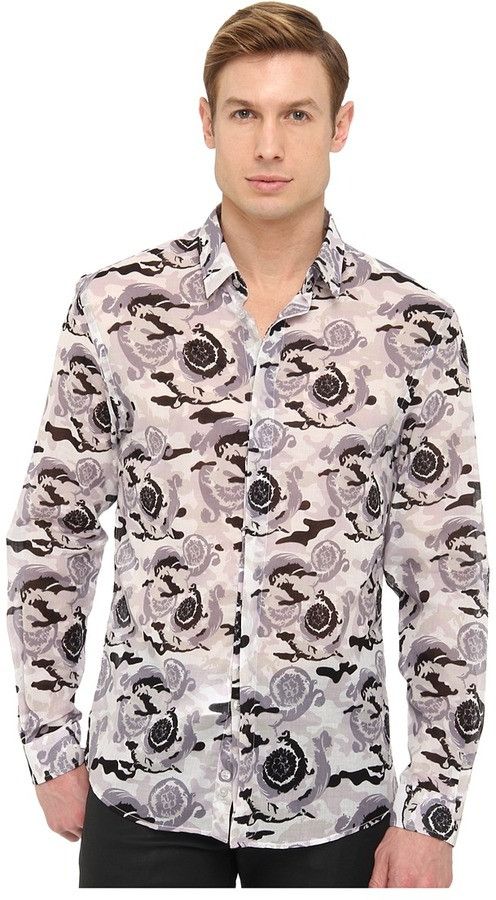 Versace Versace Collection Grey Camo Fantasia Baroque Cotton Shirt Size US S / EU 44-46 / 1 - 2 Thumbnail