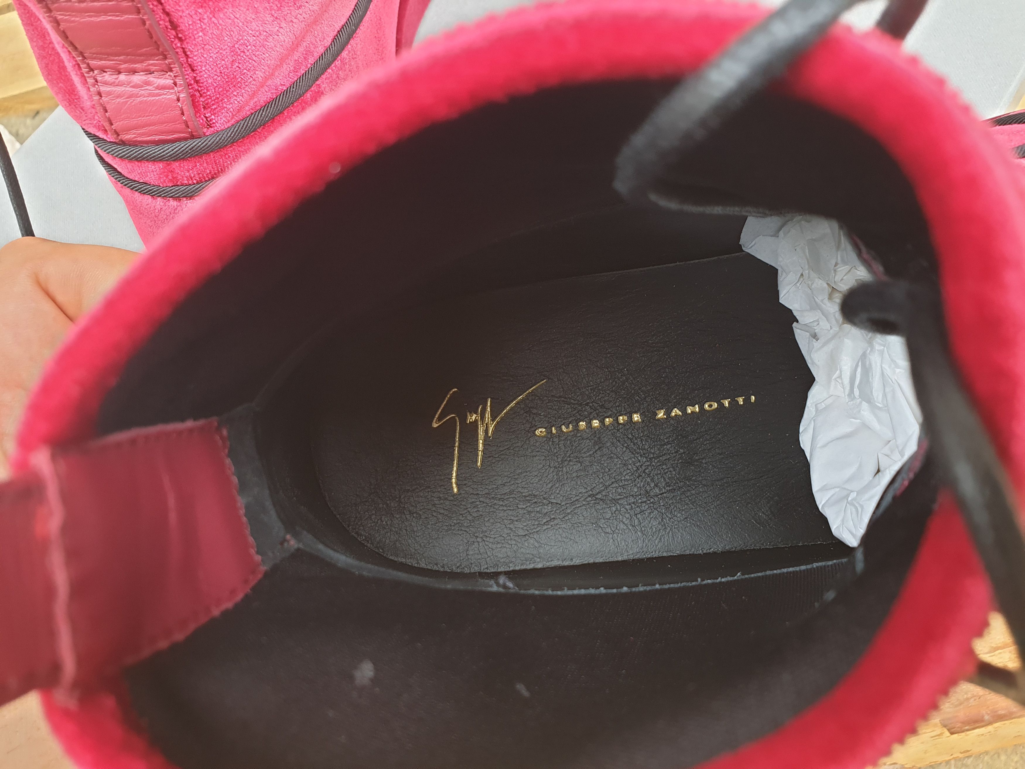 Giuseppe Zanotti $895 GIUSEPPE ZANOTTI Red Velvet Singles High Top Sneakers Size US 8 / EU 41 - 10 Thumbnail