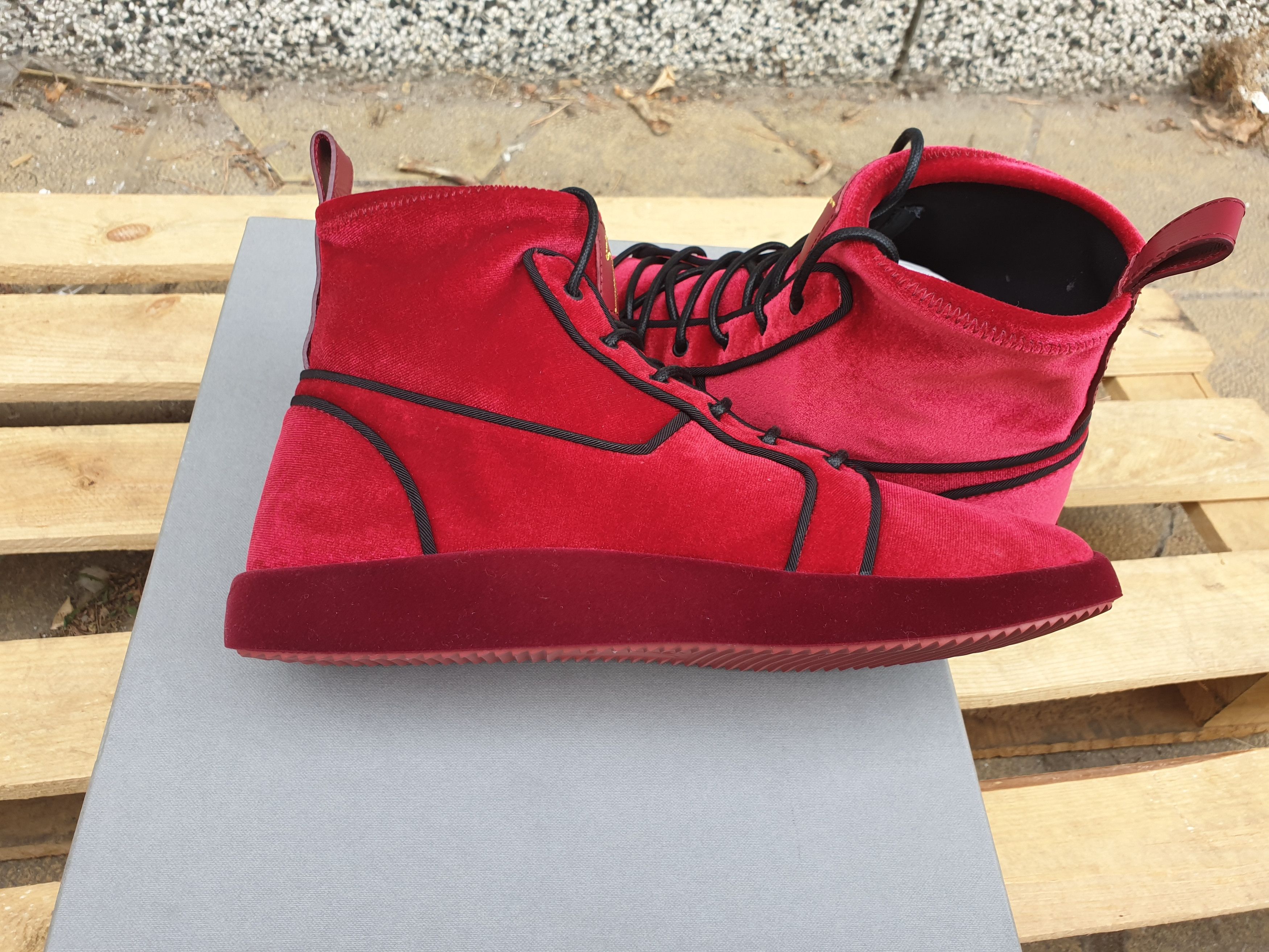 Giuseppe Zanotti $895 GIUSEPPE ZANOTTI Red Velvet Singles High Top Sneakers Size US 8 / EU 41 - 4 Thumbnail