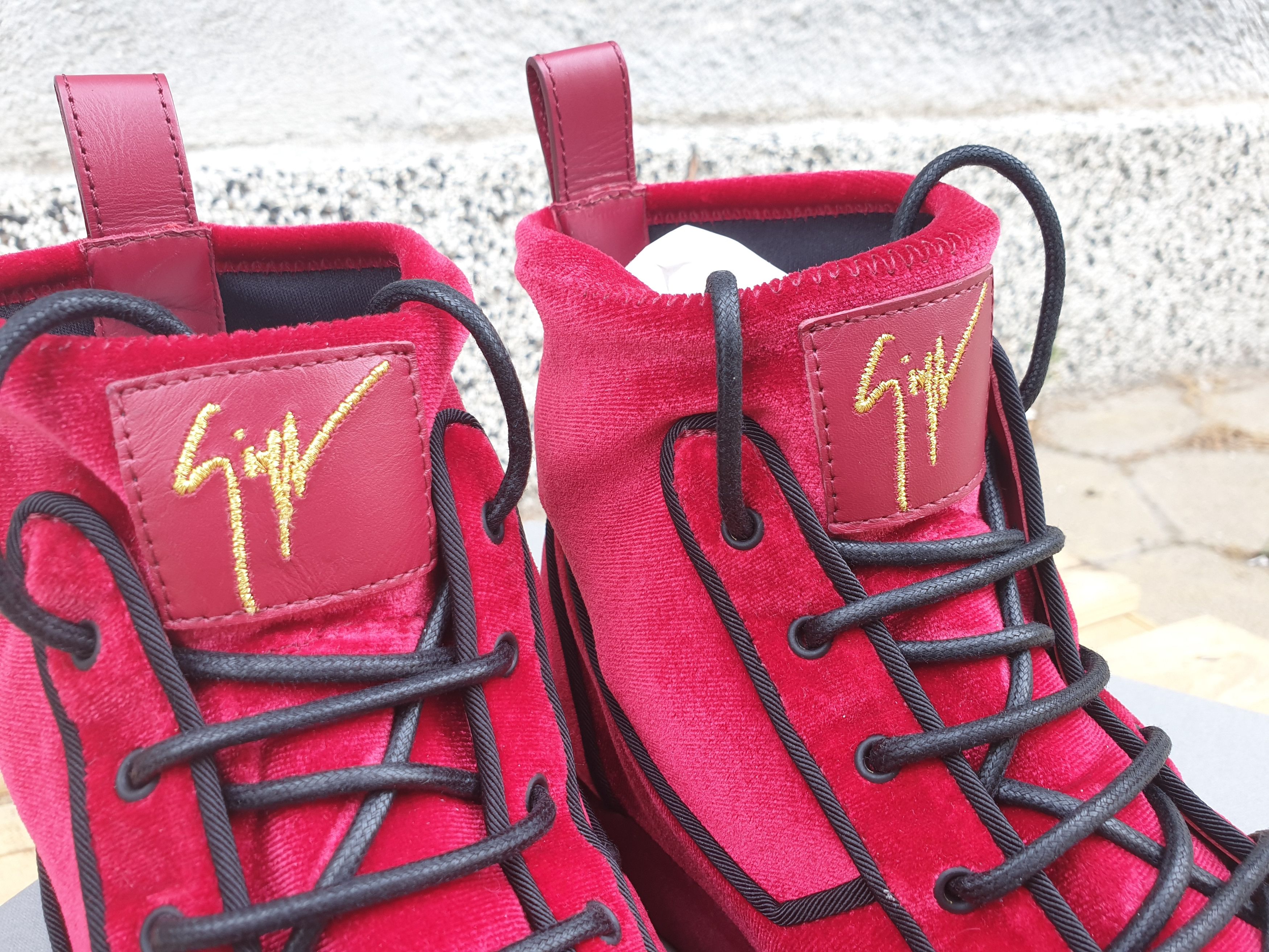 Giuseppe Zanotti $895 GIUSEPPE ZANOTTI Red Velvet Singles High Top Sneakers Size US 8 / EU 41 - 8 Thumbnail