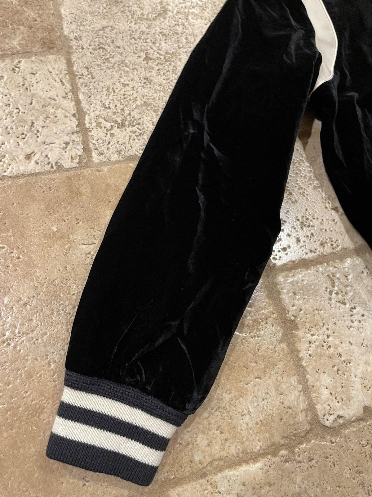 Celine × Hedi Slimane Celine Hedi Slimane Black Velvet Teddy Varsity Jacket RARE Size US XL / EU 56 / 4 - 10 Thumbnail