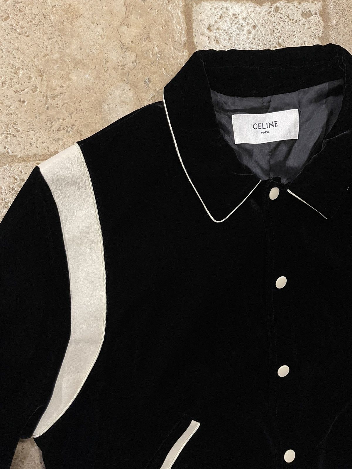 Celine × Hedi Slimane Celine Hedi Slimane Black Velvet Teddy Varsity Jacket RARE Size US XL / EU 56 / 4 - 8 Thumbnail