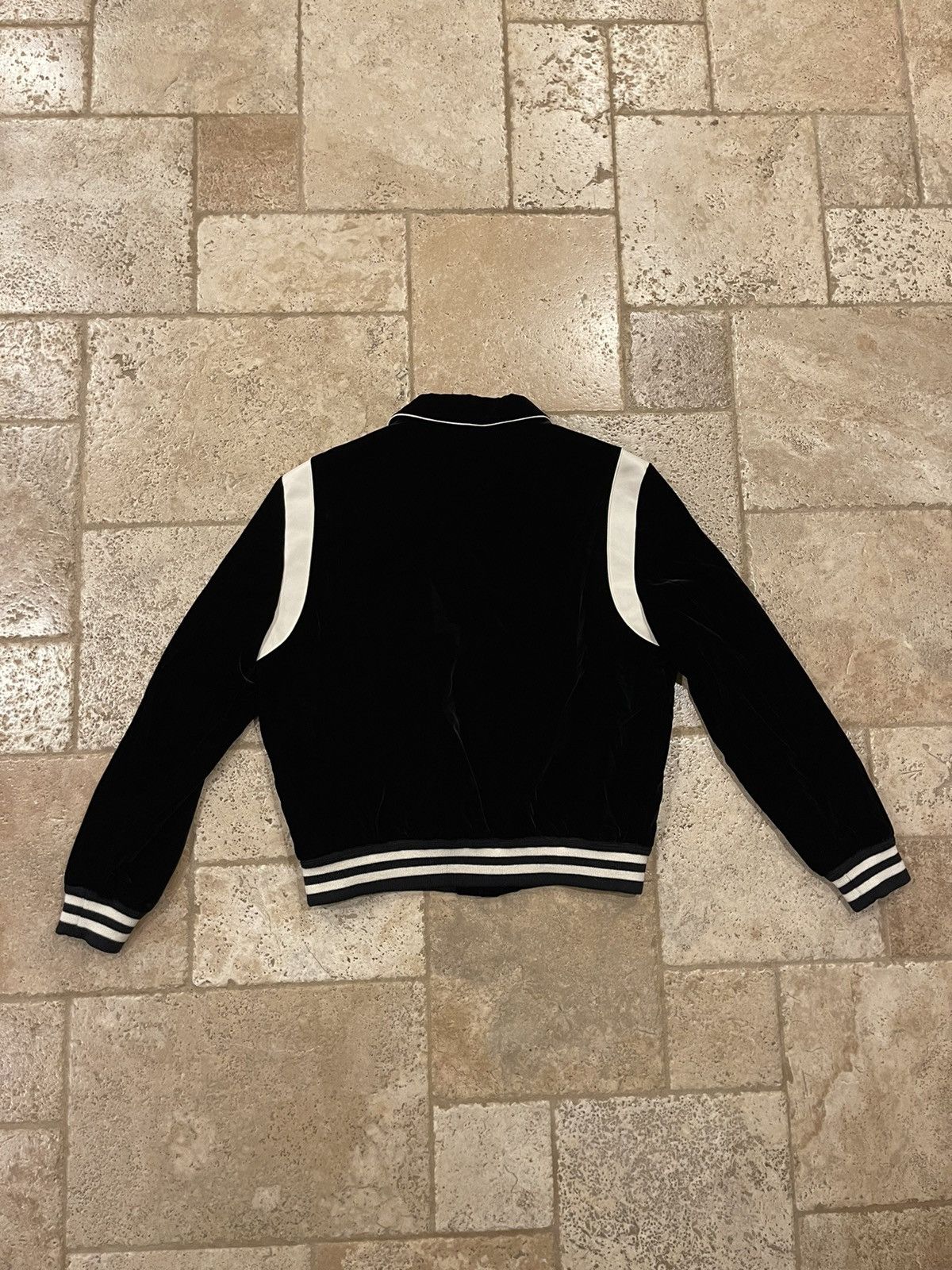 Celine × Hedi Slimane Celine Hedi Slimane Black Velvet Teddy Varsity Jacket RARE Size US XL / EU 56 / 4 - 6 Thumbnail